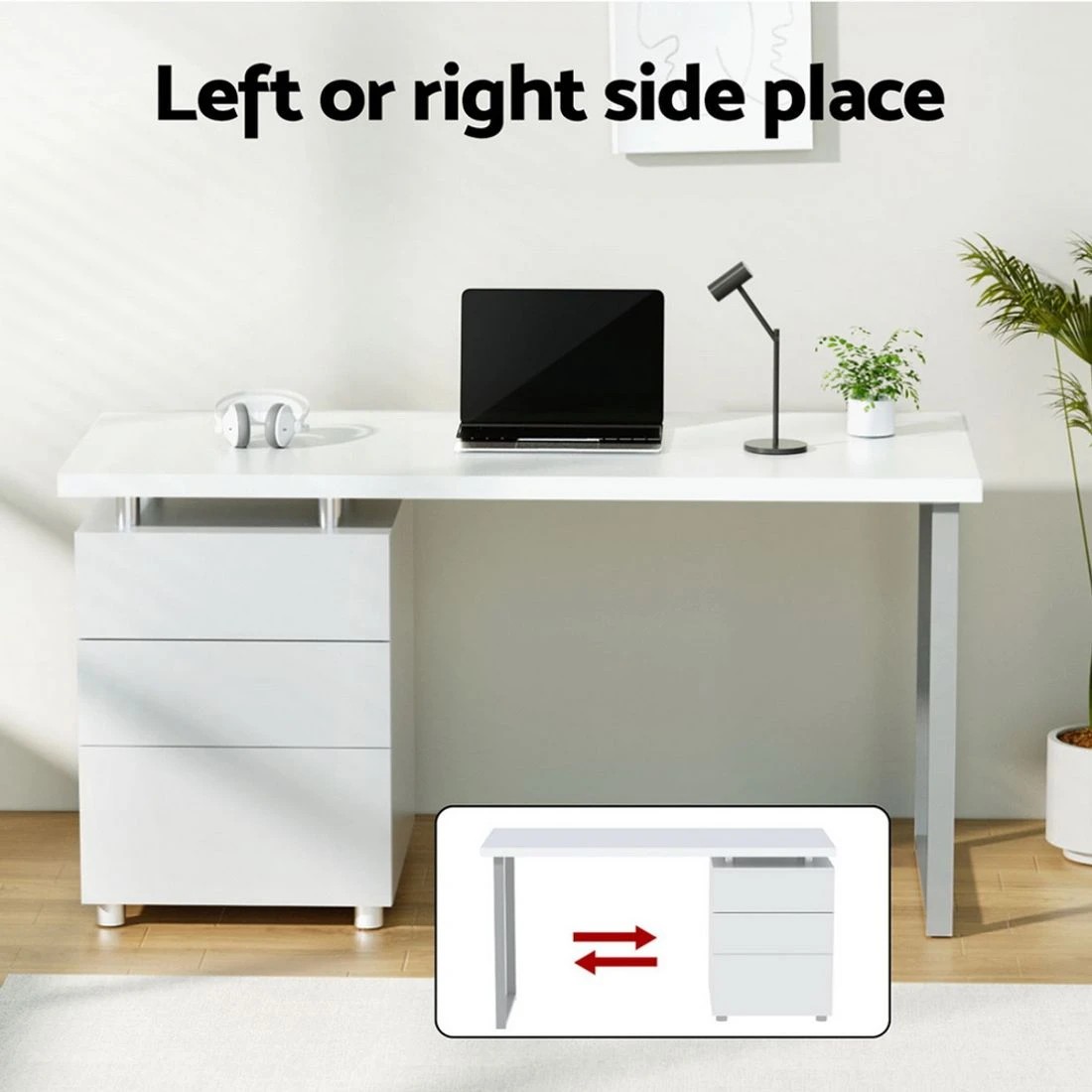 5 Artiss Computer Desk Drawer  140CM - White, 5 of 7