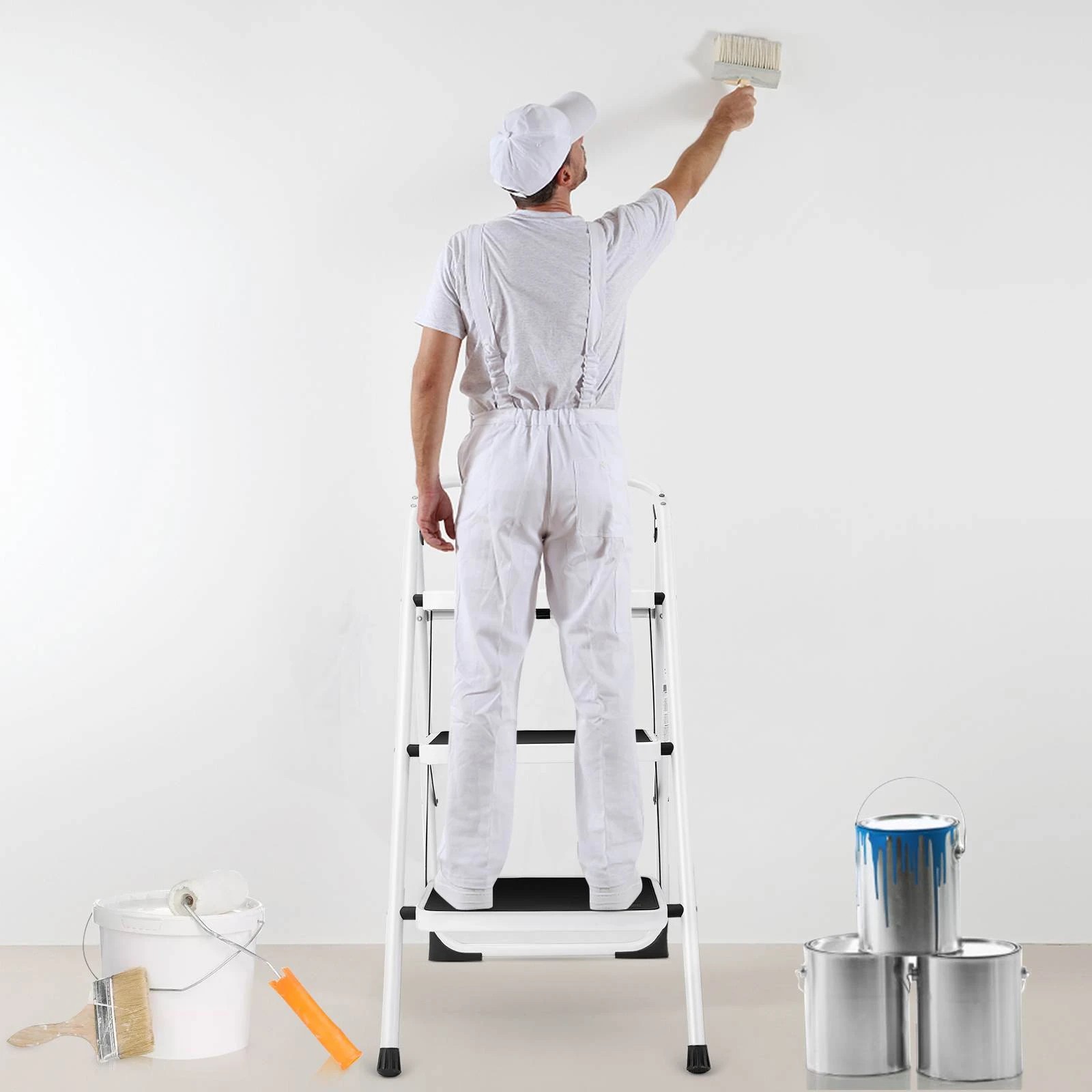 2 Costway Folding 3 Step Ladder w/Anti-Slip Pedal & Convenient Hand Grip, 2 of 2