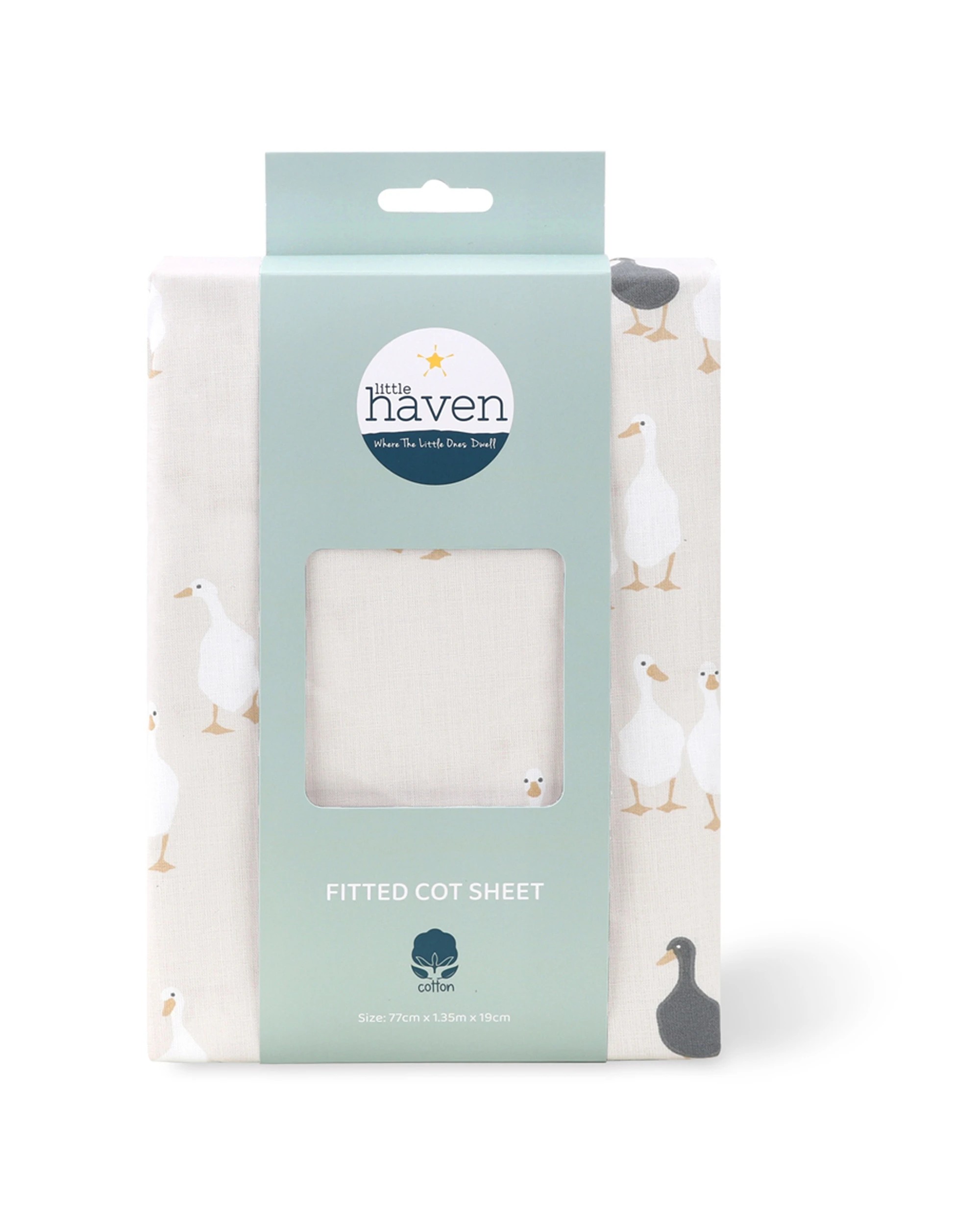 1 Little Haven Cot Fitted Goose Baby Bedding Sheet Cotton Australian Cots - Multi, 1 of 3