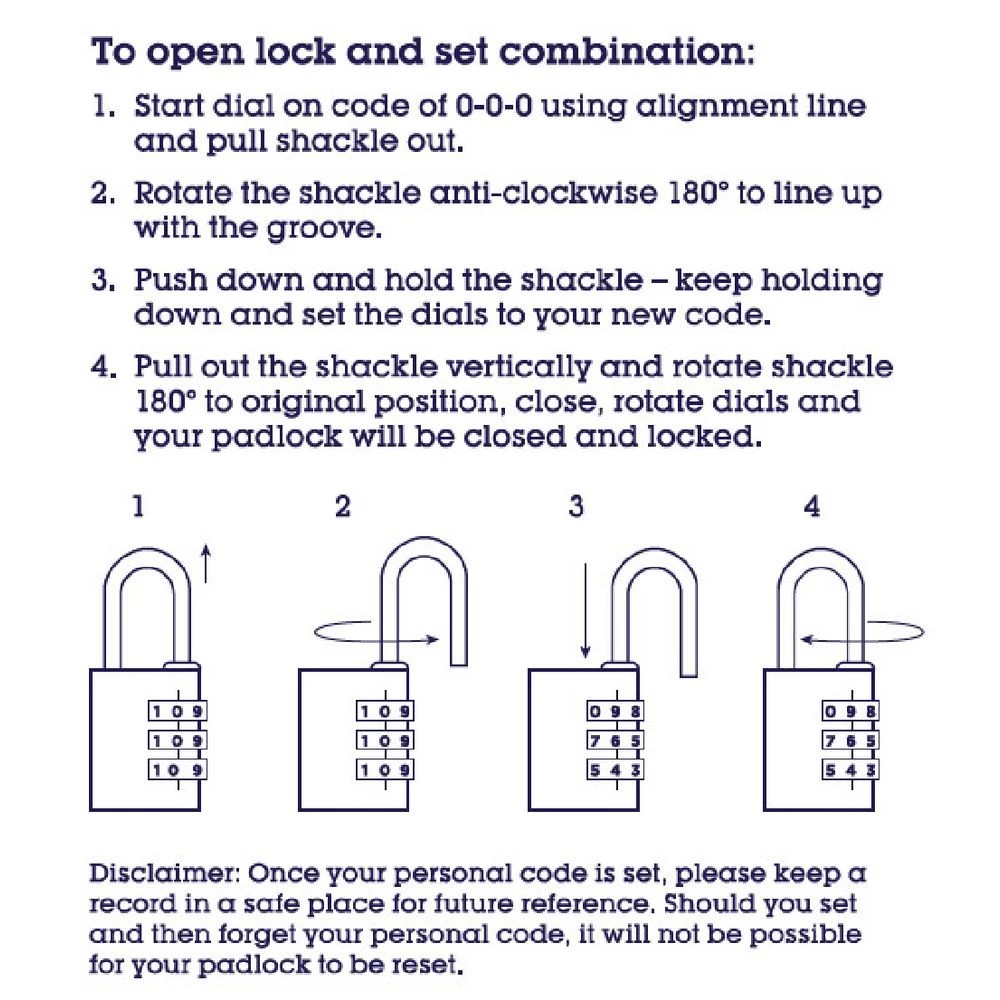 3 J.Burrows Brass 3-Digit Combination Lock 20mm, 3 of 3