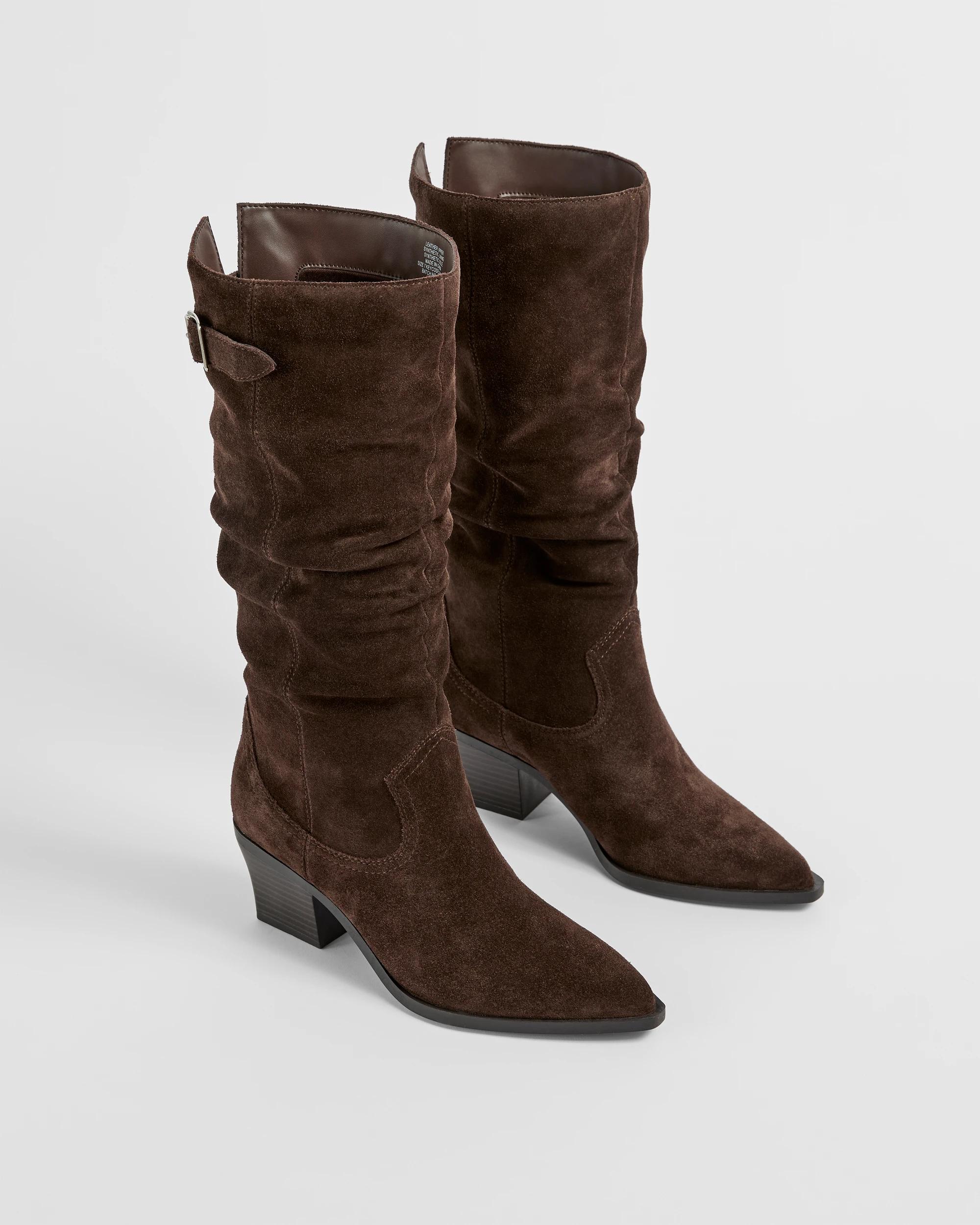2 Target Woman Genuine Suede Leather Slouch Boot DARK CHOC SUEDE, 2 of 3