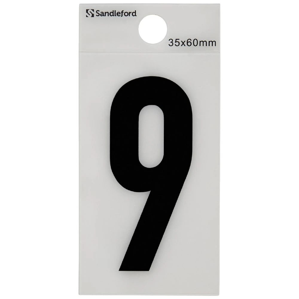 1 Sandleford Self Adhesive Number White 60mm 9, 1 of 1