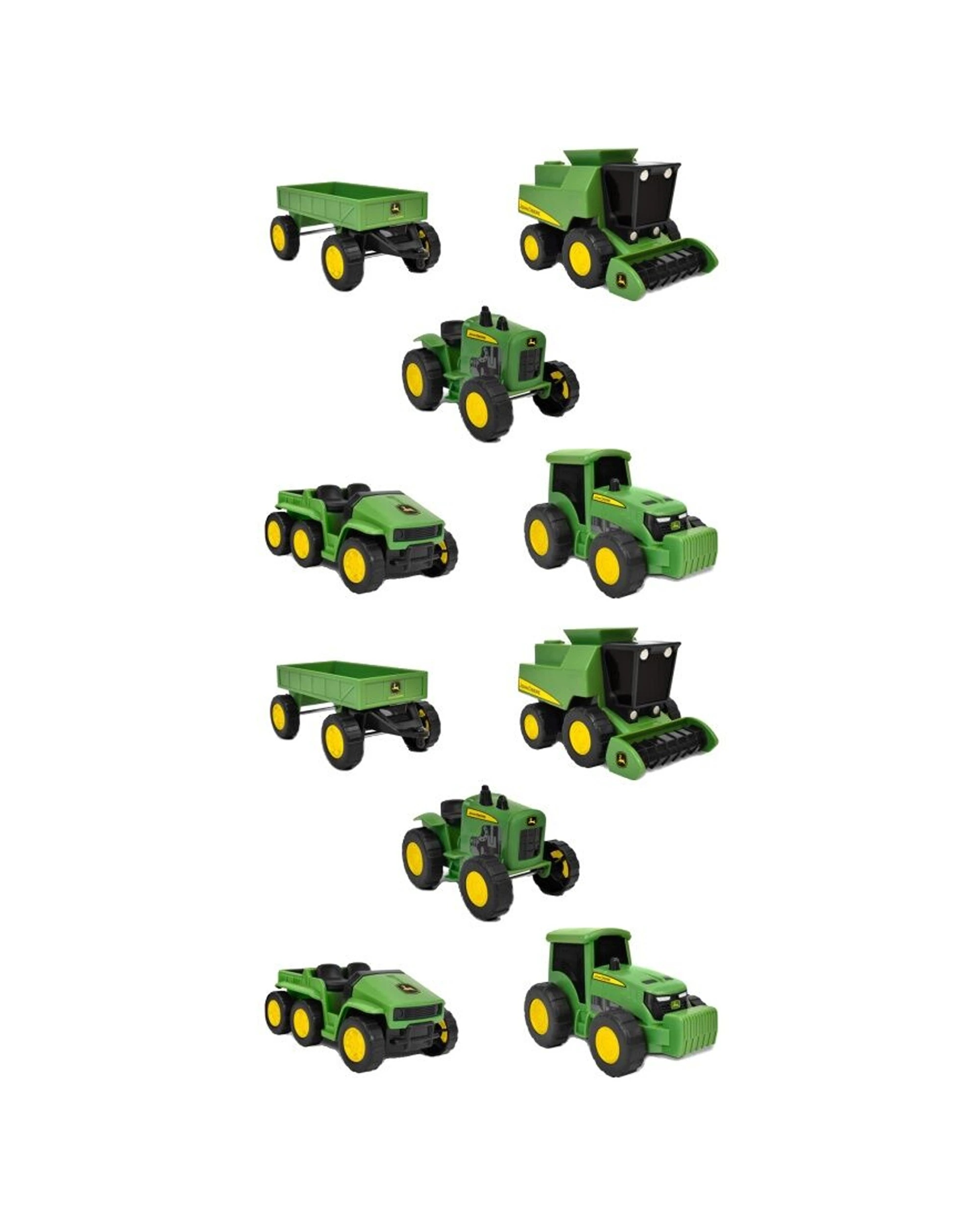 1 John Deere 2x 5pc Micro Farm Vehicles With Working Wheels And Rubber Tyres Kids Toy - Multi, 1 of 1