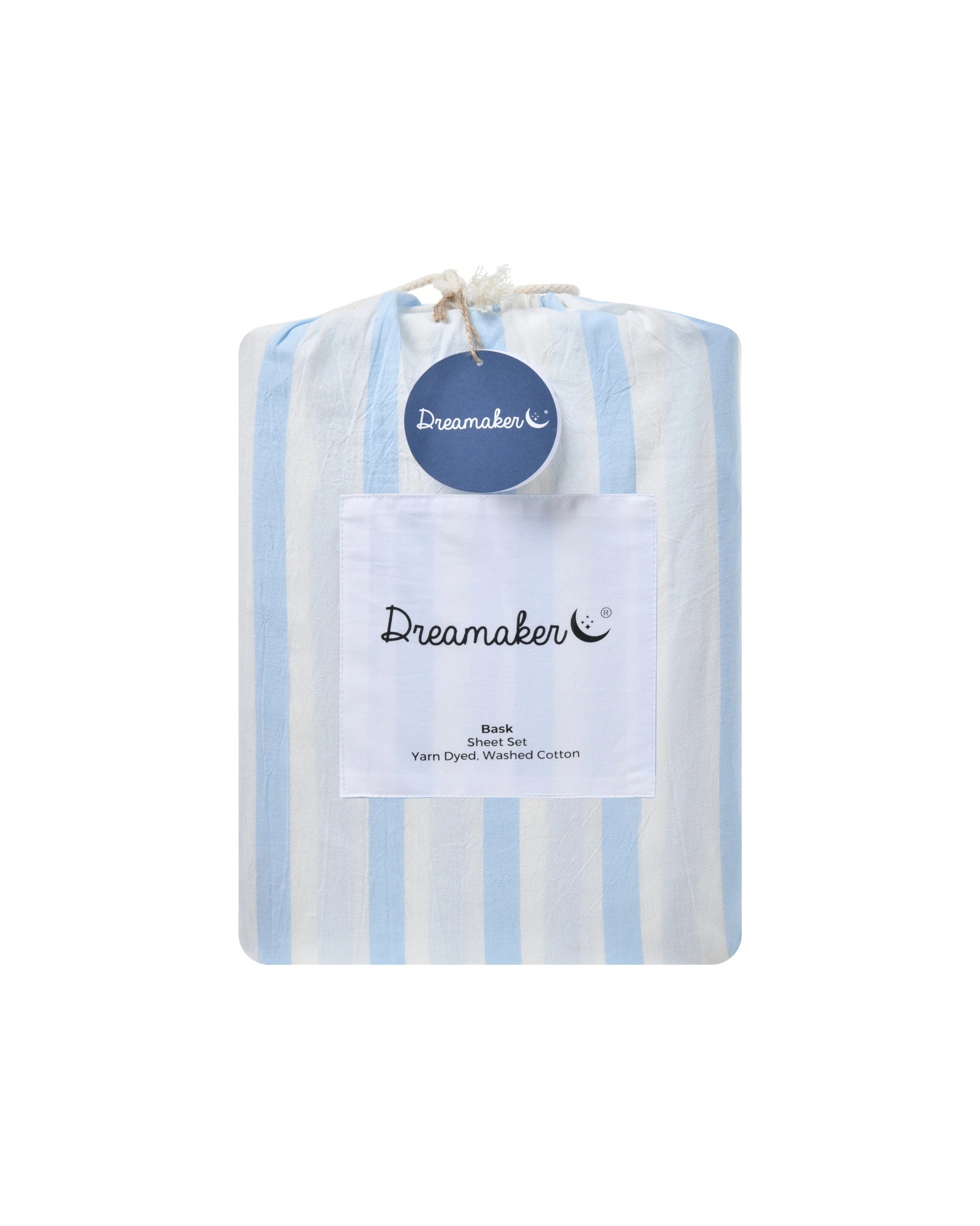 7 Dreamaker Bask Yarn Dyed Washed Cotton Striped Sheet Set - Single Bed - Sky, 7 of 7
