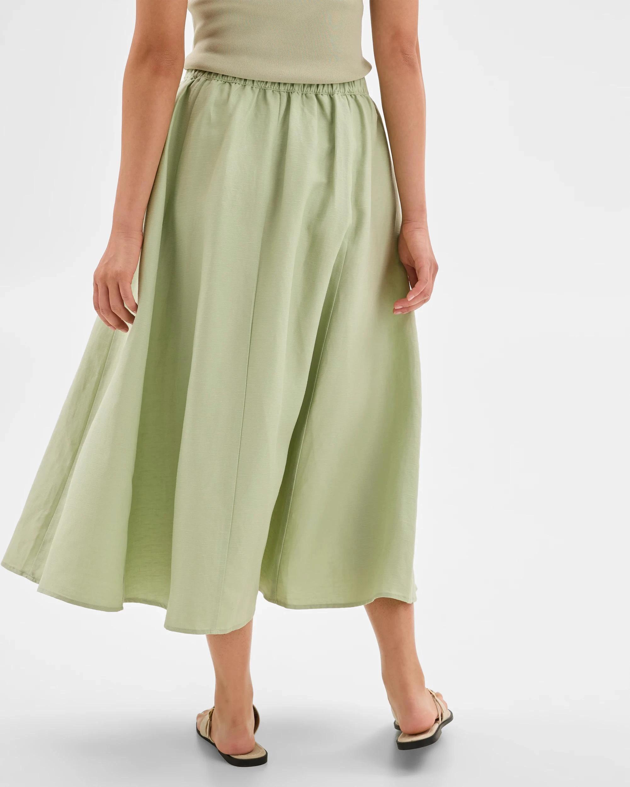 6 Linen Blend A-Line Midi Skirt - Preview DESERT SAGE, 6 of 7