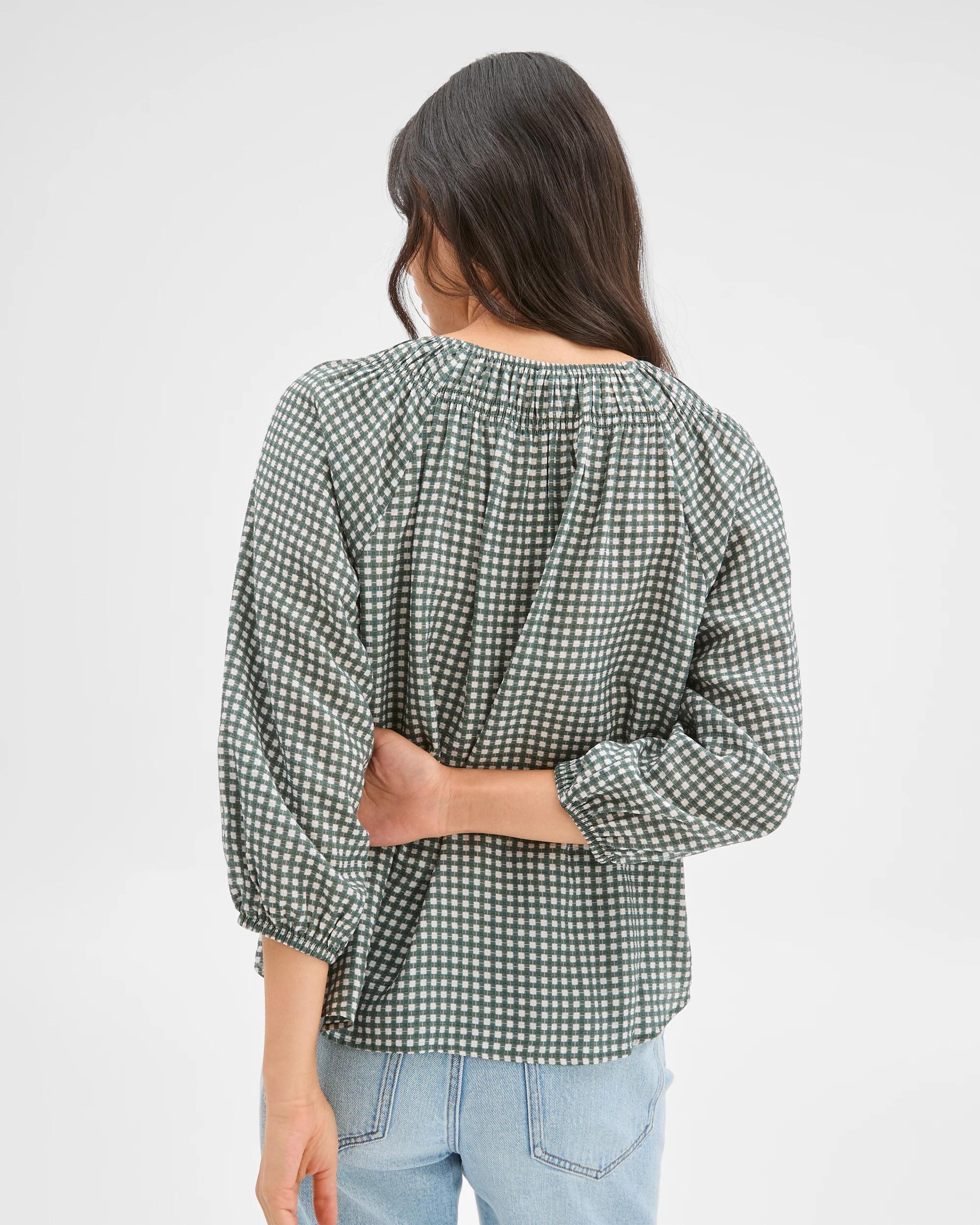 6 Target Woman 3/4 Sleeve Neck Detail Blouse OREGANO CHECK, 6 of 7