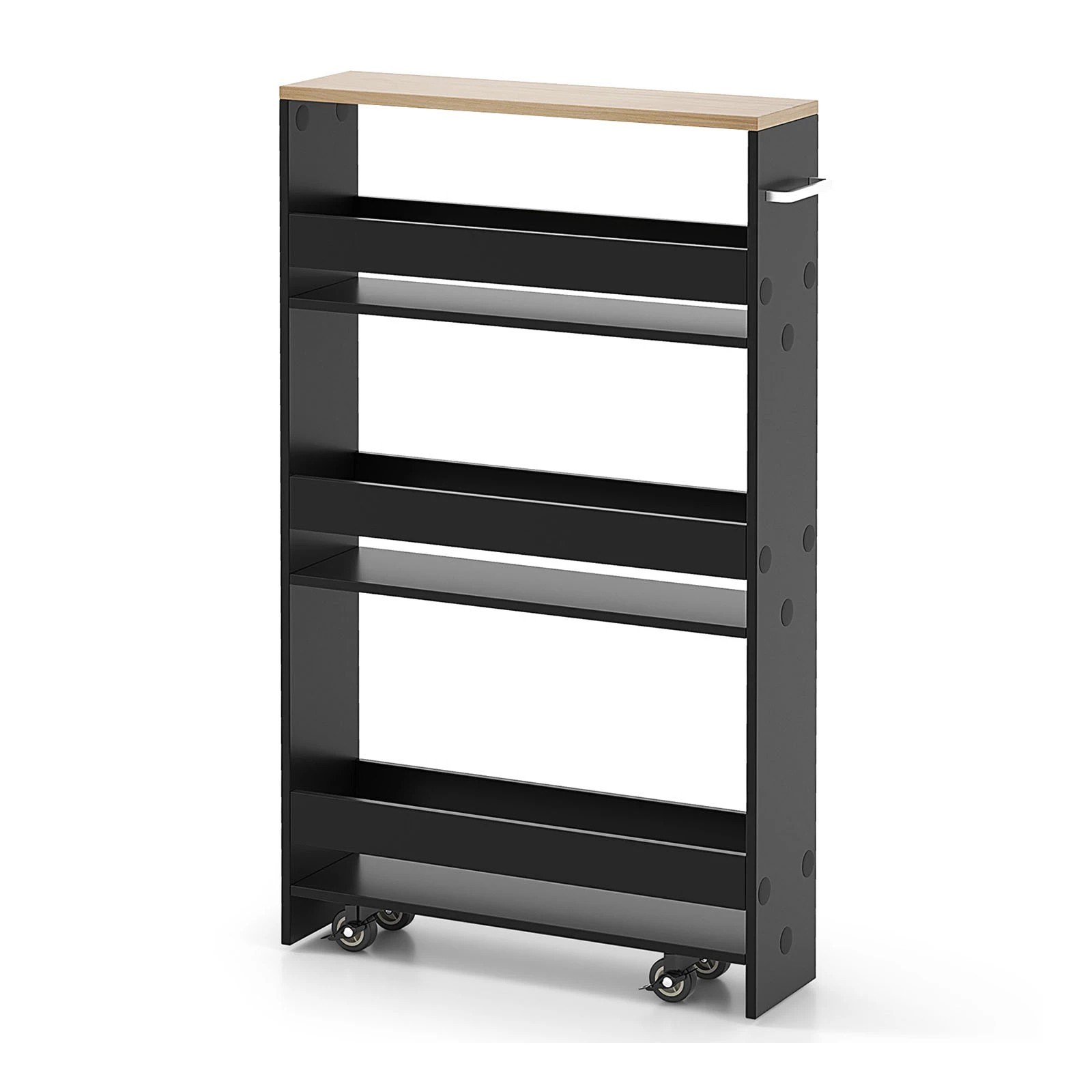 1 Costway 4-Tier Slim Storage Cart Black, 1 of 4