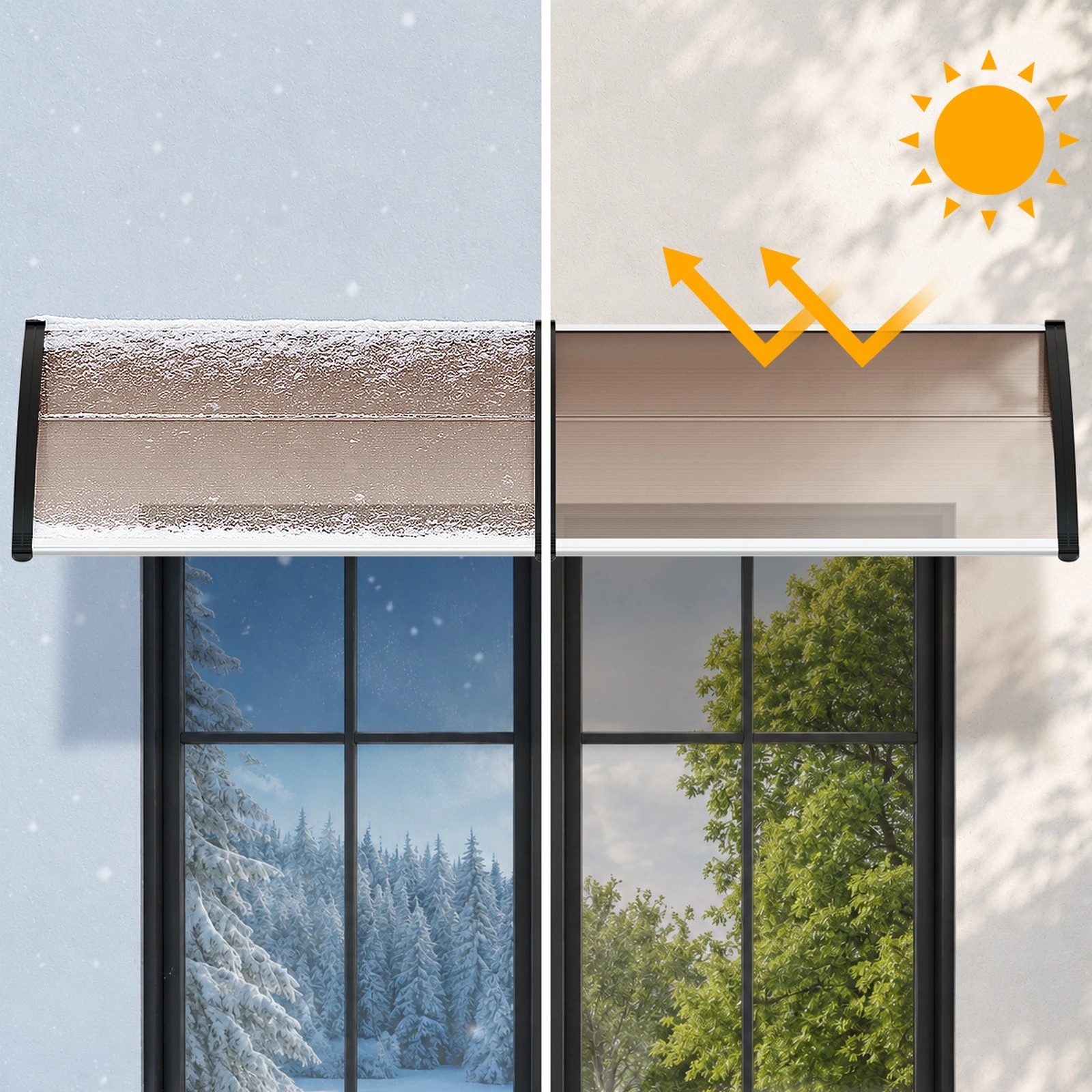 6 Livsip Window Door Awning Canopy Outdoor Patio Rain Cover Sun Shield 0.76mx3m - Brown, 6 of 8