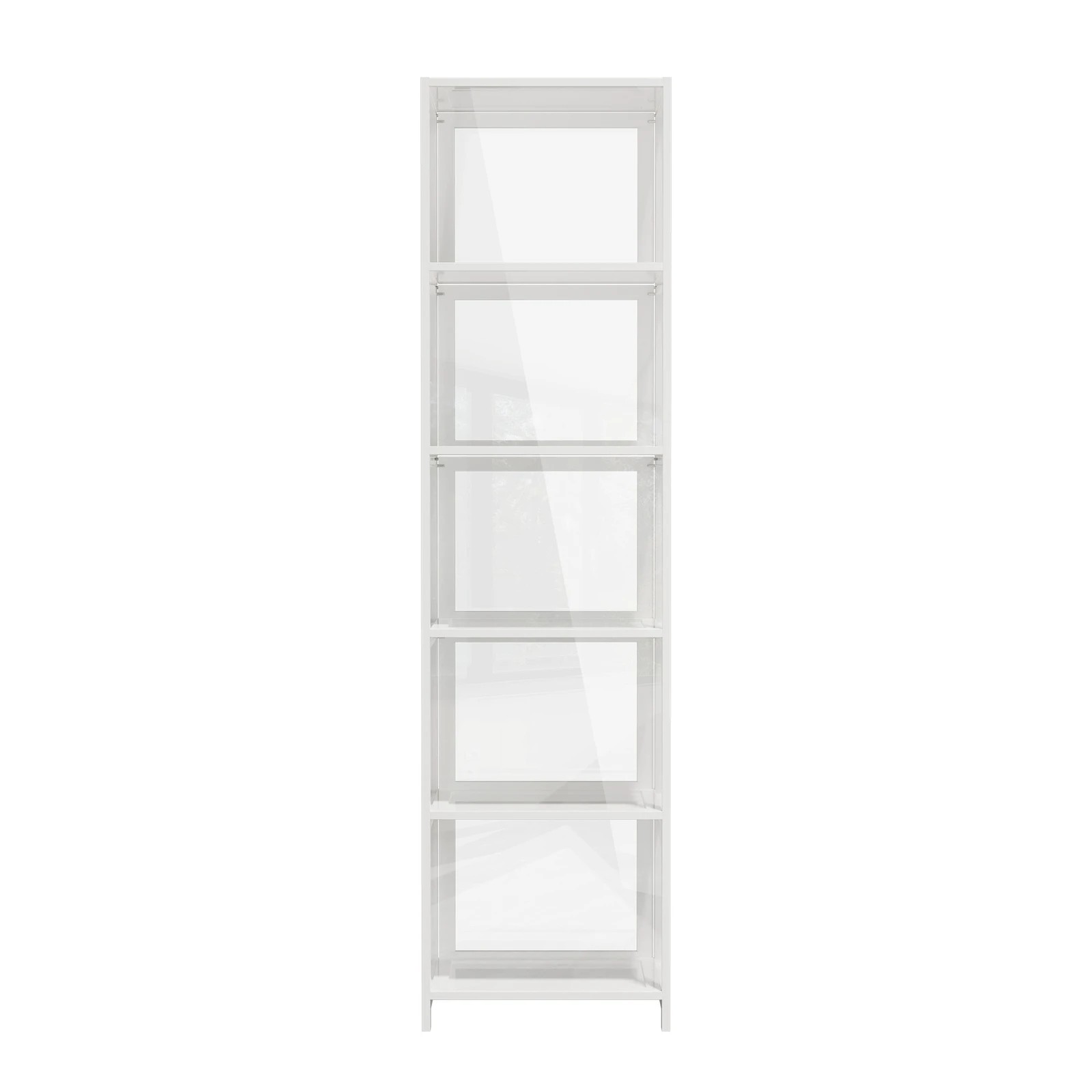 8 Oikiture Display Cabinet Storage 5-Tier Shelves Bookcase Clear Stand Rack - White, 8 of 8