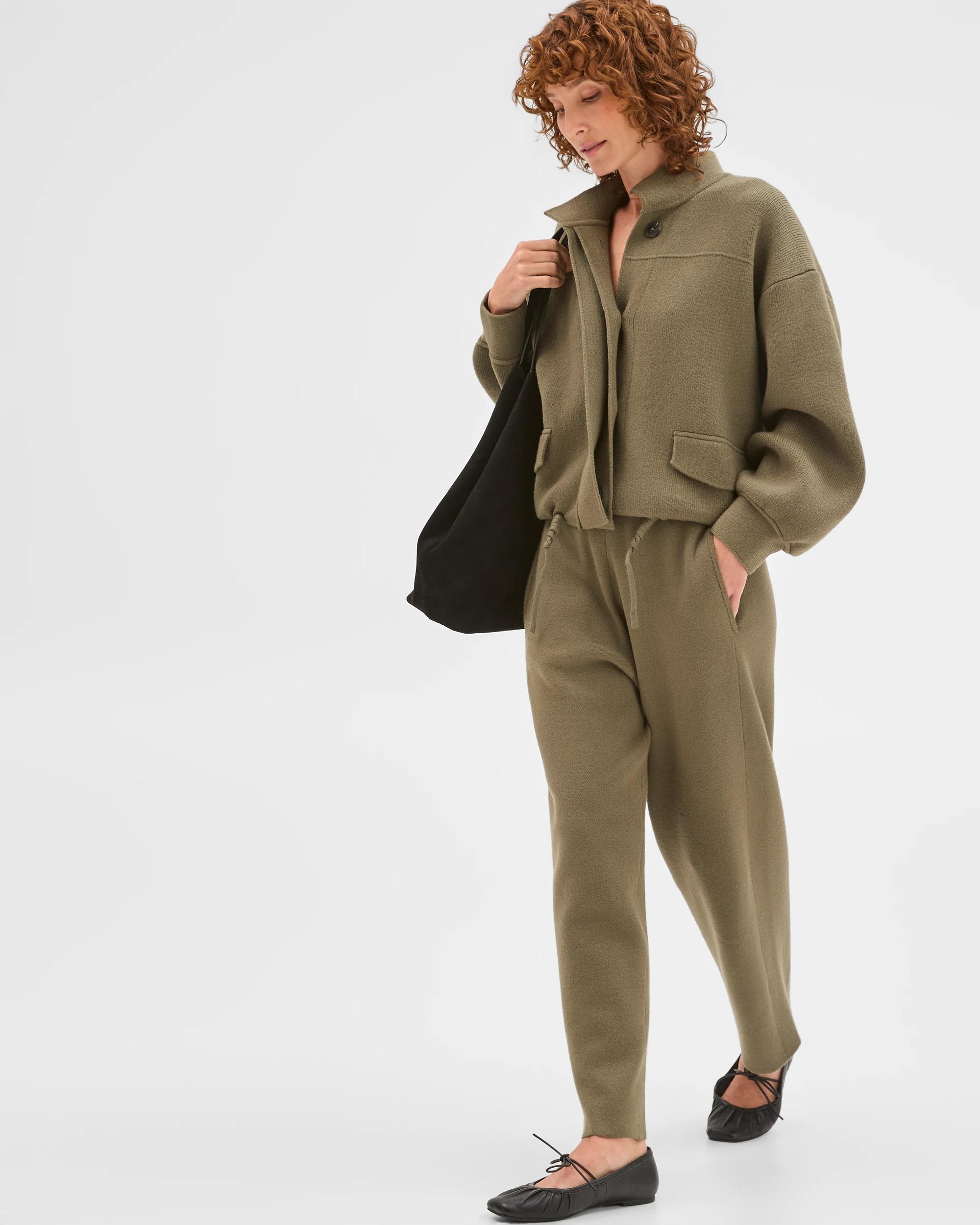 3 Target Woman Clean Knit Button Through Bomber Jacket DUSTY OLIVE, 3 of 7