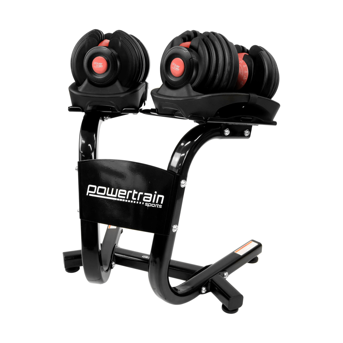 1 Powertrain 48kg Adjustable Dumbbells Set Home Gym Exercise Free Weights Stand - Red, 1 of 8