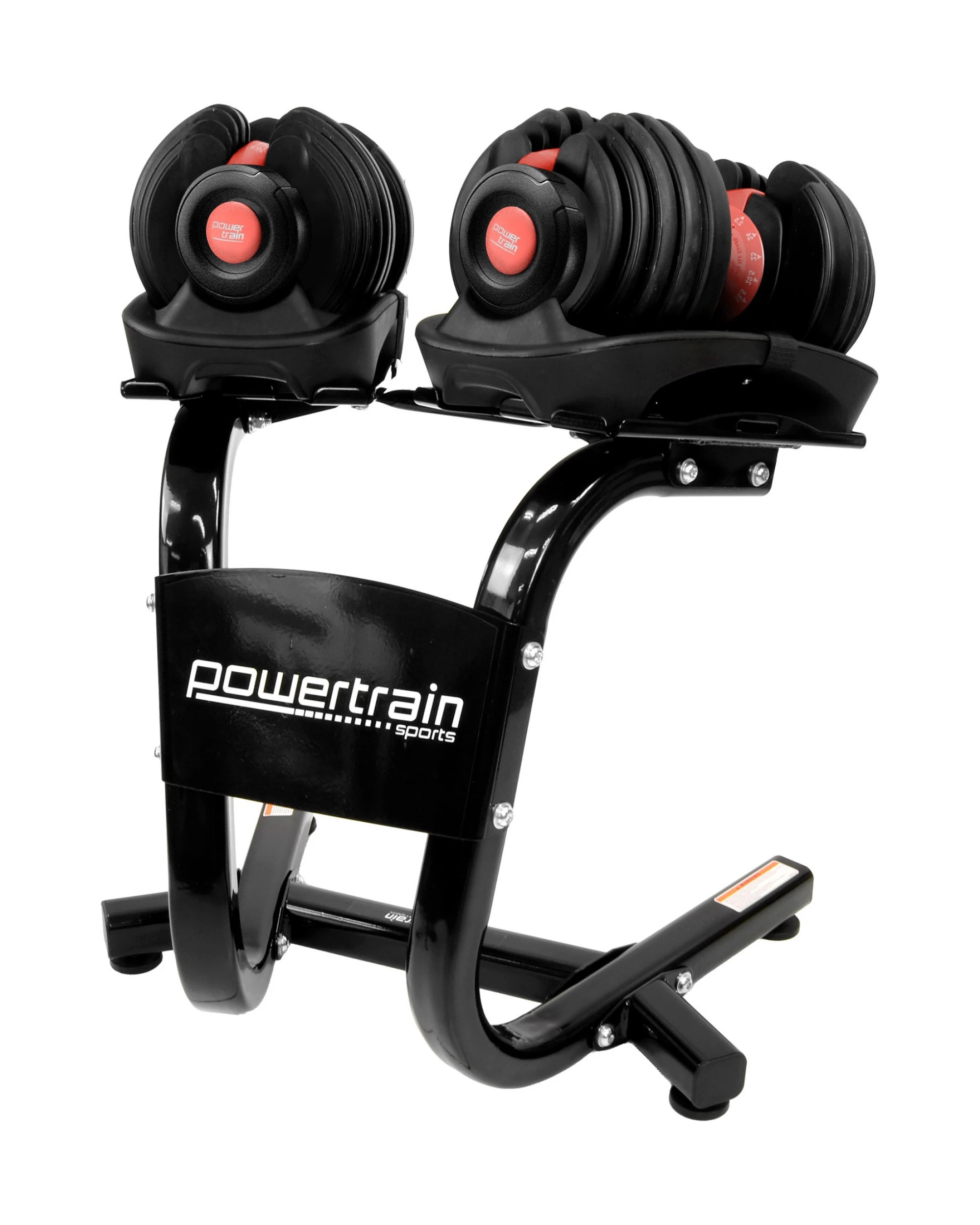 1 Powertrain 48kg Adjustable Dumbbells Set Home Gym Exercise Free Weights Stand - Red, 1 of 8