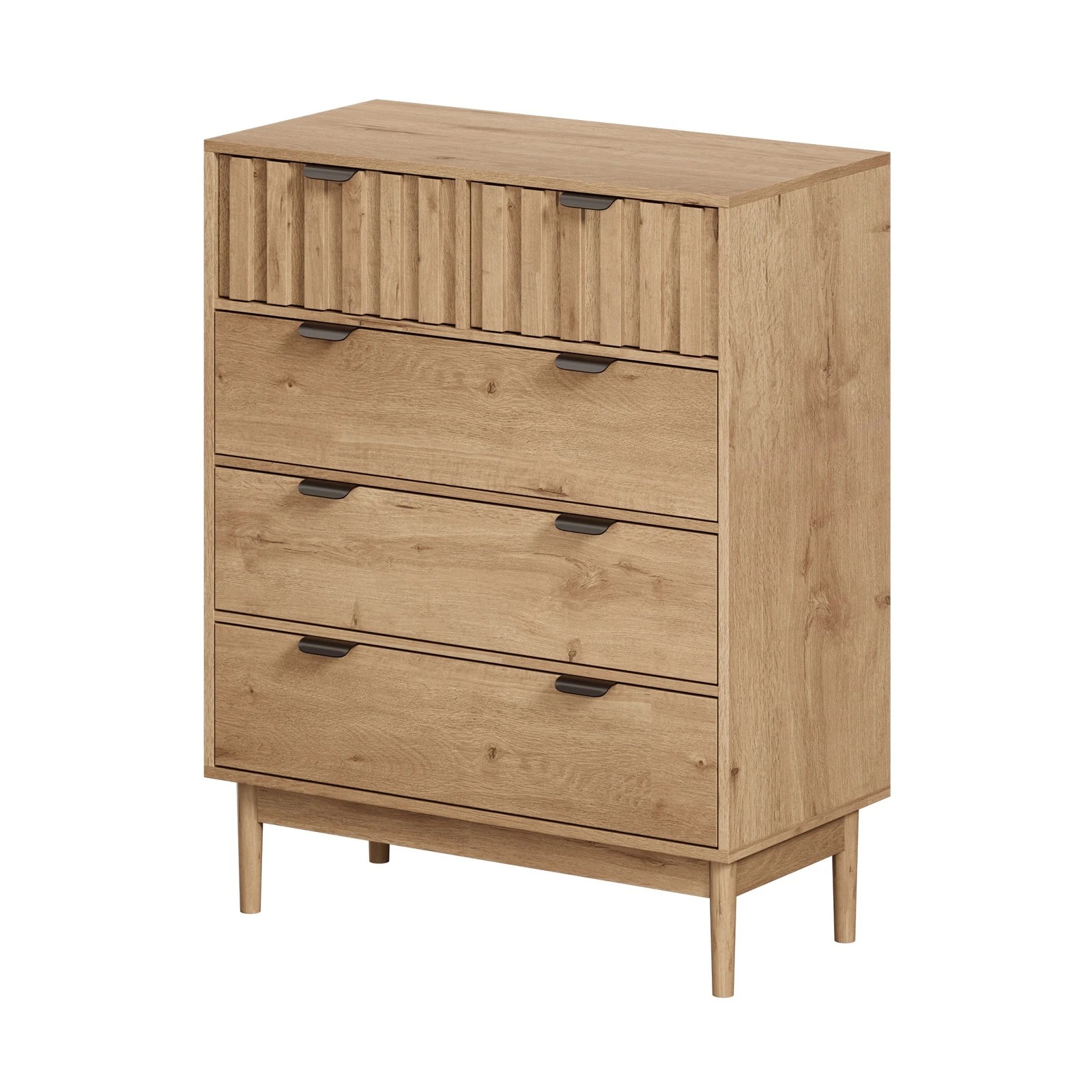 7 Oikiture 5 Chest of Drawers Dresser Tallboy Modern Nightstand Stripe - Natural, 7 of 8