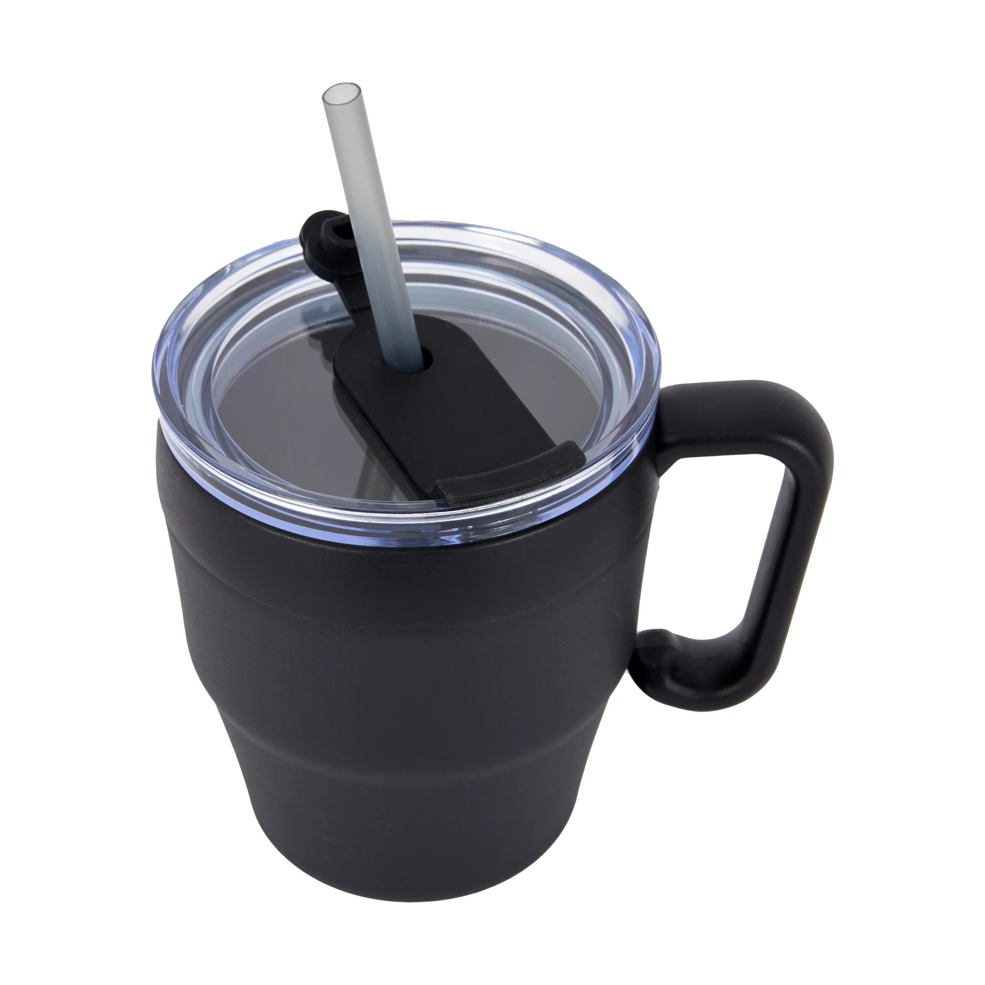 1 400ml Black Reusable Travel Mug with Straw, 1 of 5