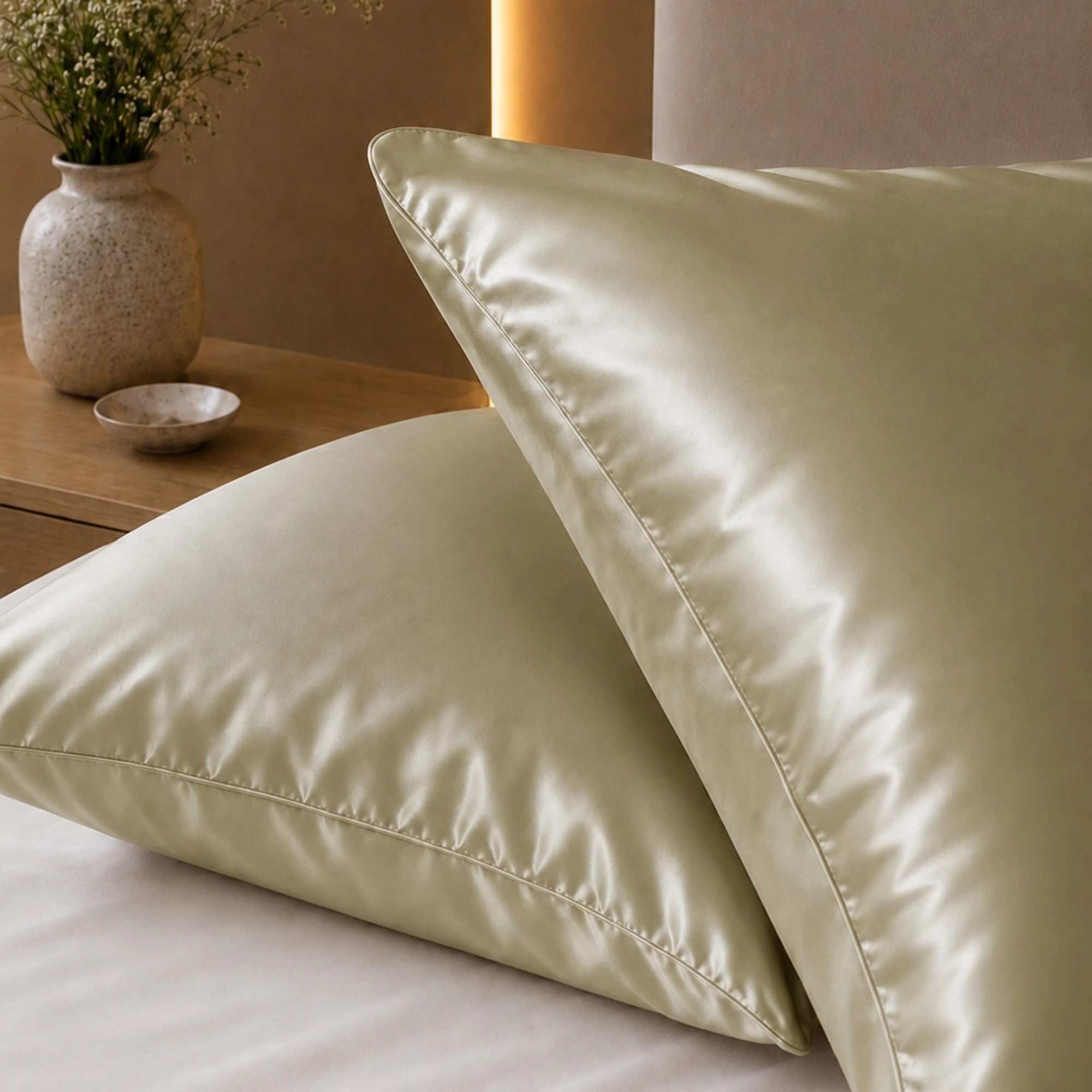 2 Royal Comfort Mulberry Silk Hypoallergenic Pillowcase Twin Pack - Green, 2 of 10