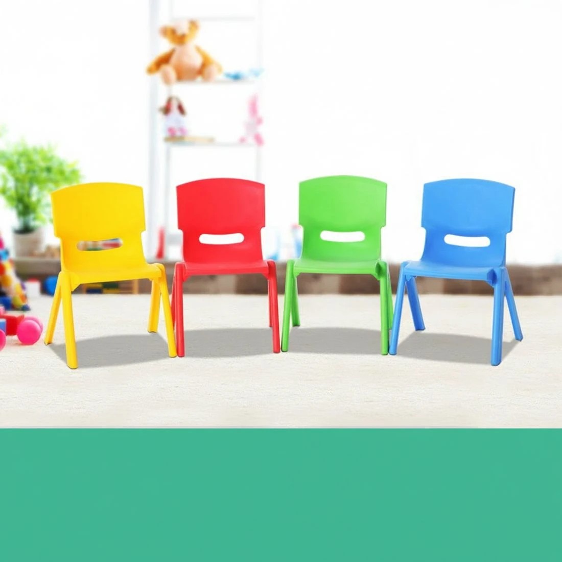 4 Keezi Kids Chairs Set Plastic Set of 4 Activity Study Chair 50KG - Multi, 4 of 8