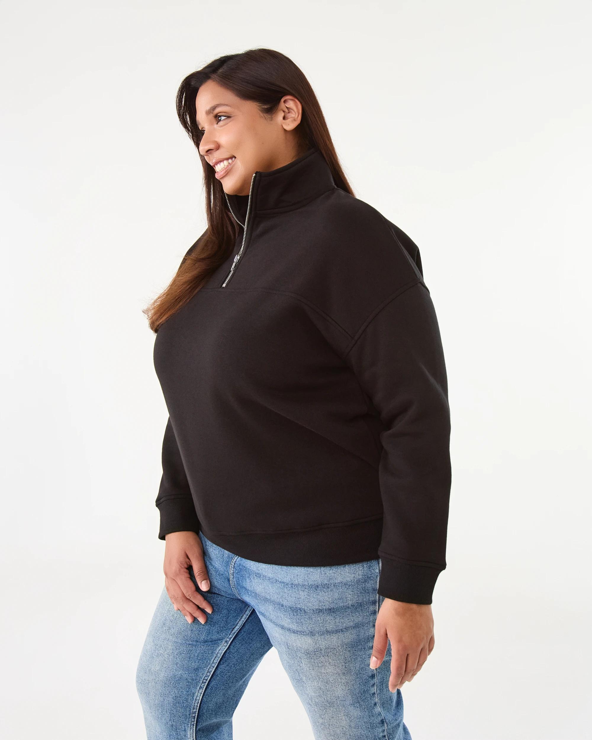 2 Curve Quarter Zip Sweatshirt Black, 2 of 7