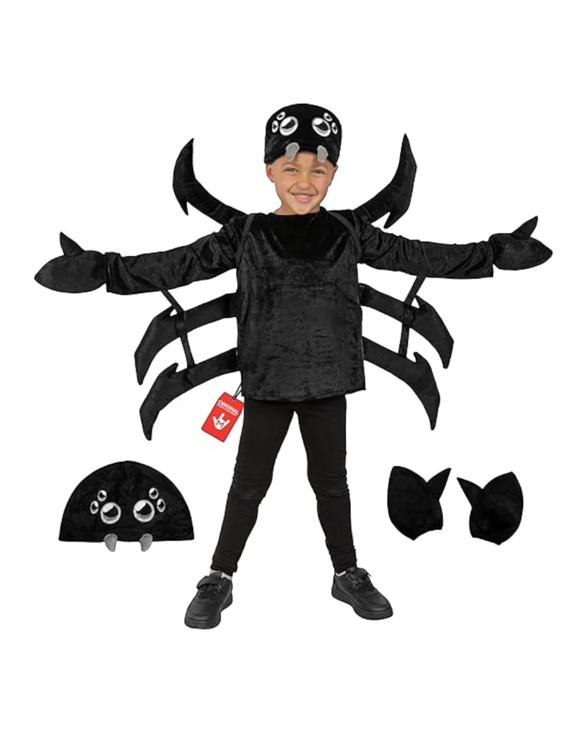 2 Black Spider Boy Child Costume Size 4-6 Years, 2 of 3