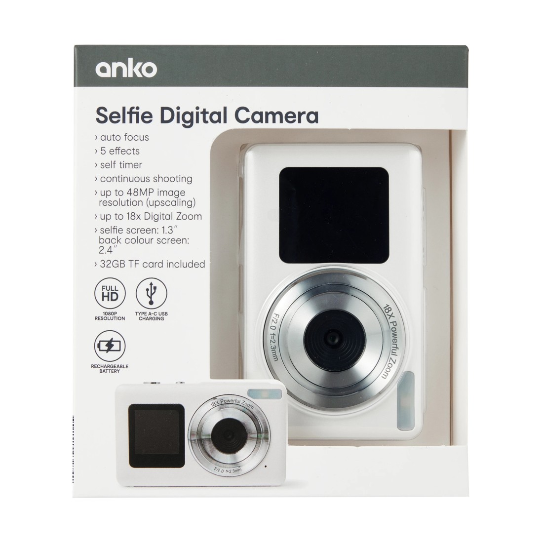 7 Selfie Digital Camera - White, 7 of 8