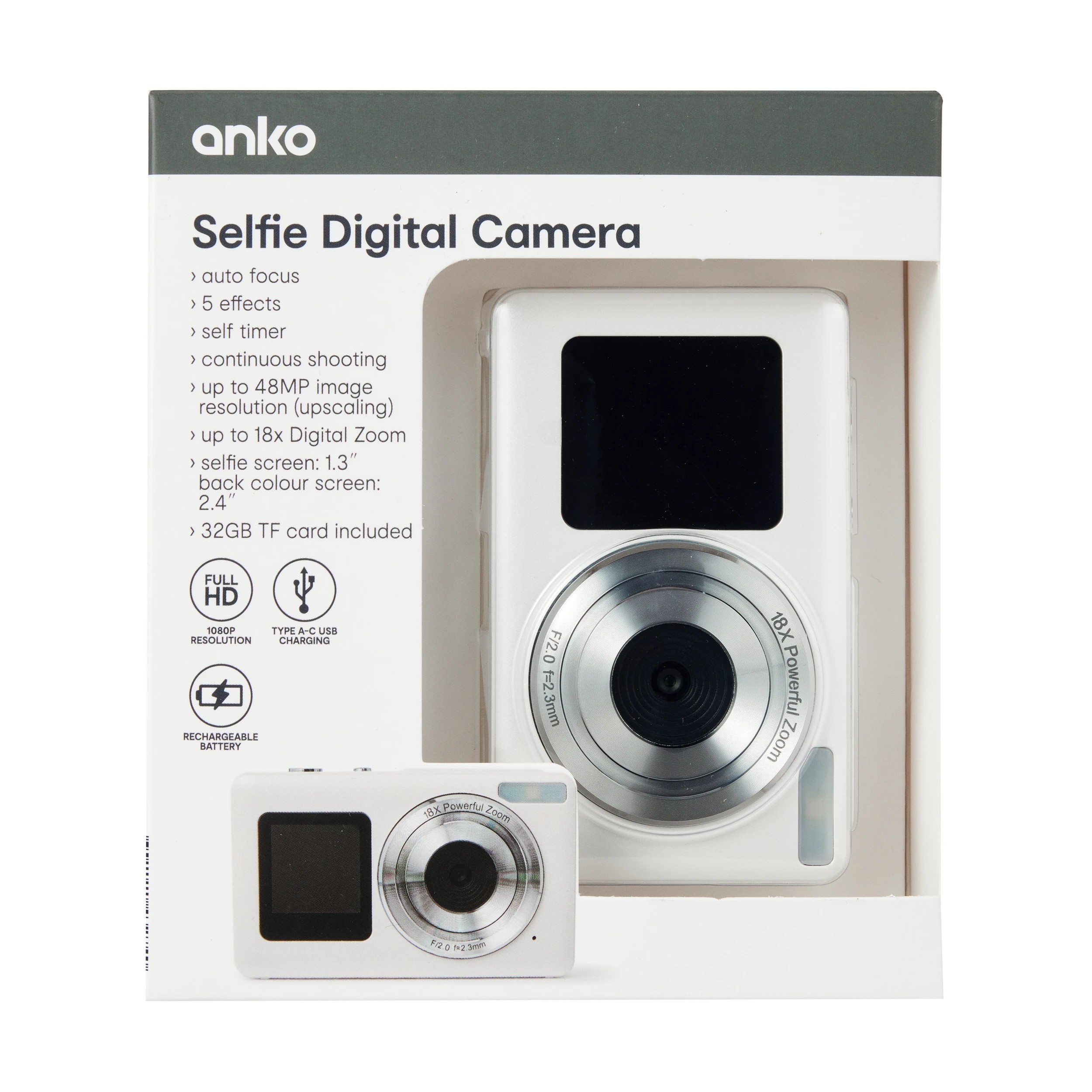 8 Selfie Digital Camera - White, 8 of 9