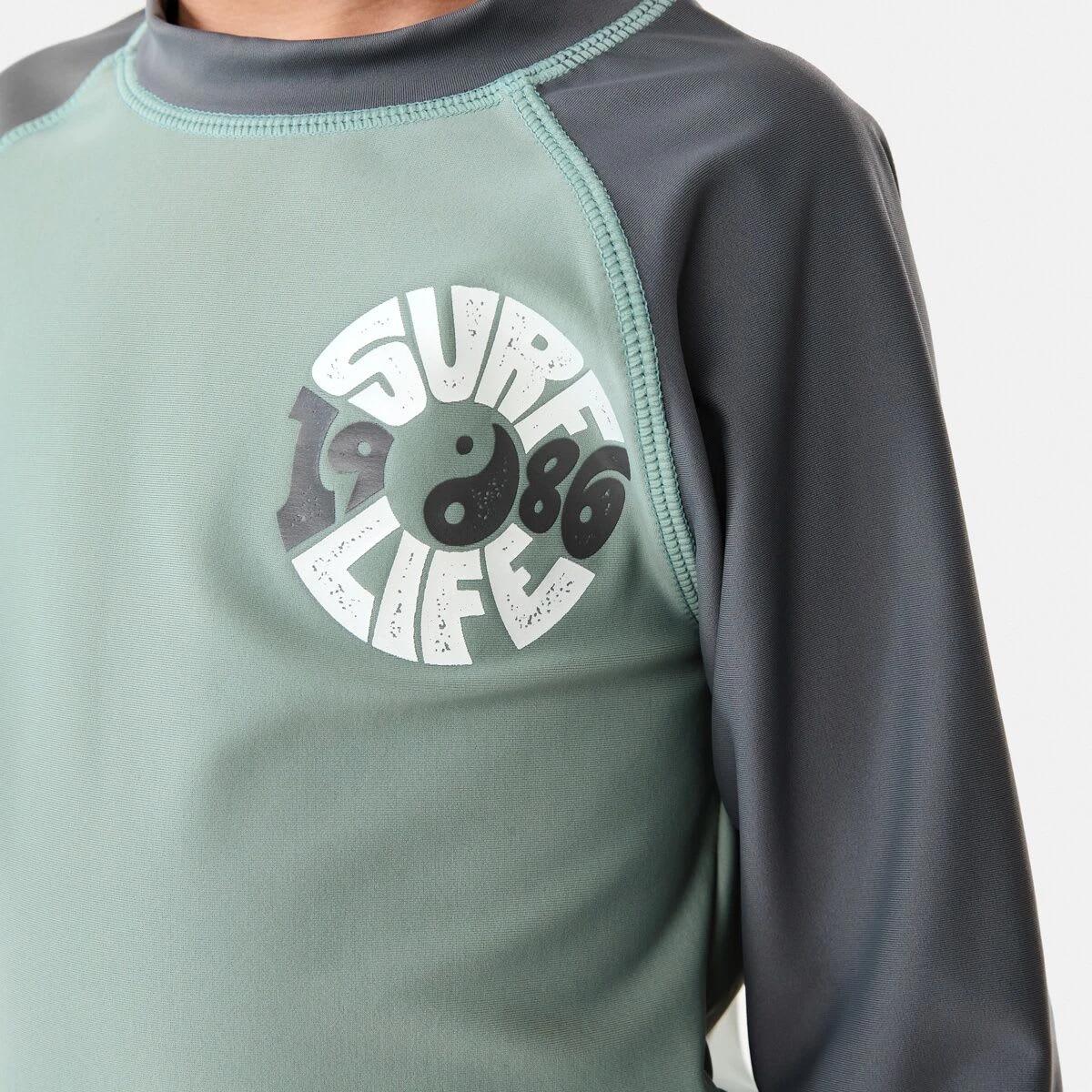 4 Printed Long Sleeve Rash Vest SURF LIFE GREEN, 4 of 6