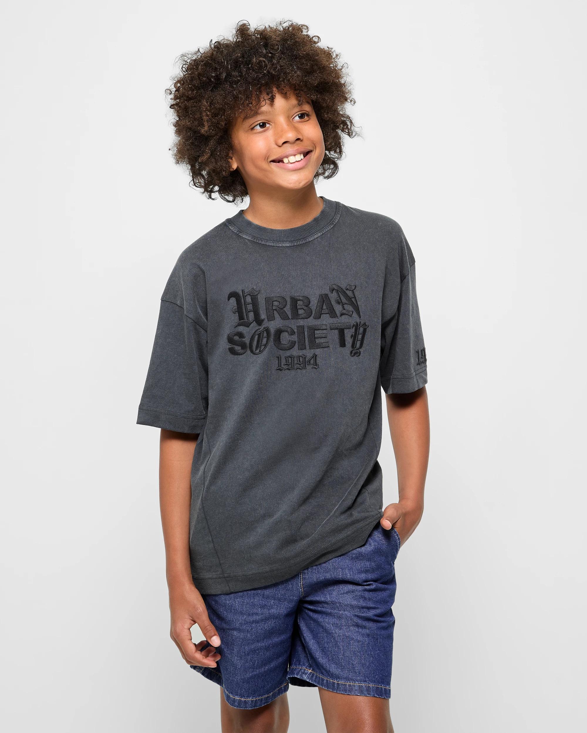 1 Target Australian Cotton Oversized Washed T-shirt CHARCOAL, 1 of 5