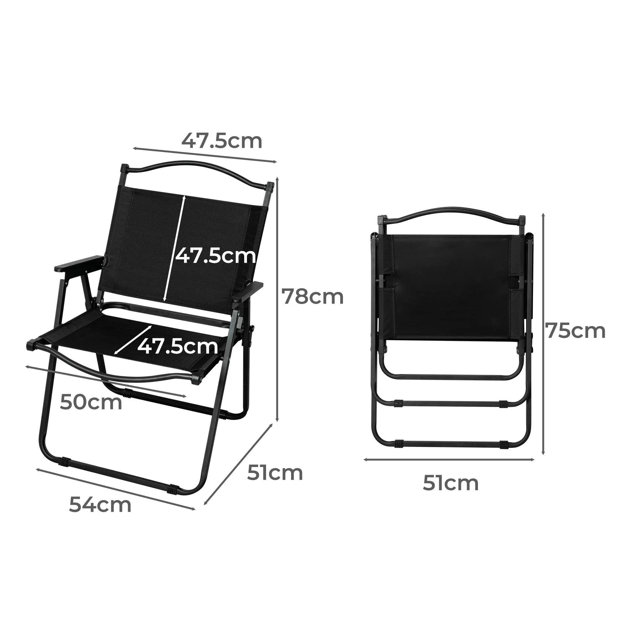 3 Levede Camping Chair Folding Outdoor Portable Foldable Fishing Beach Picnic - Black, 3 of 7