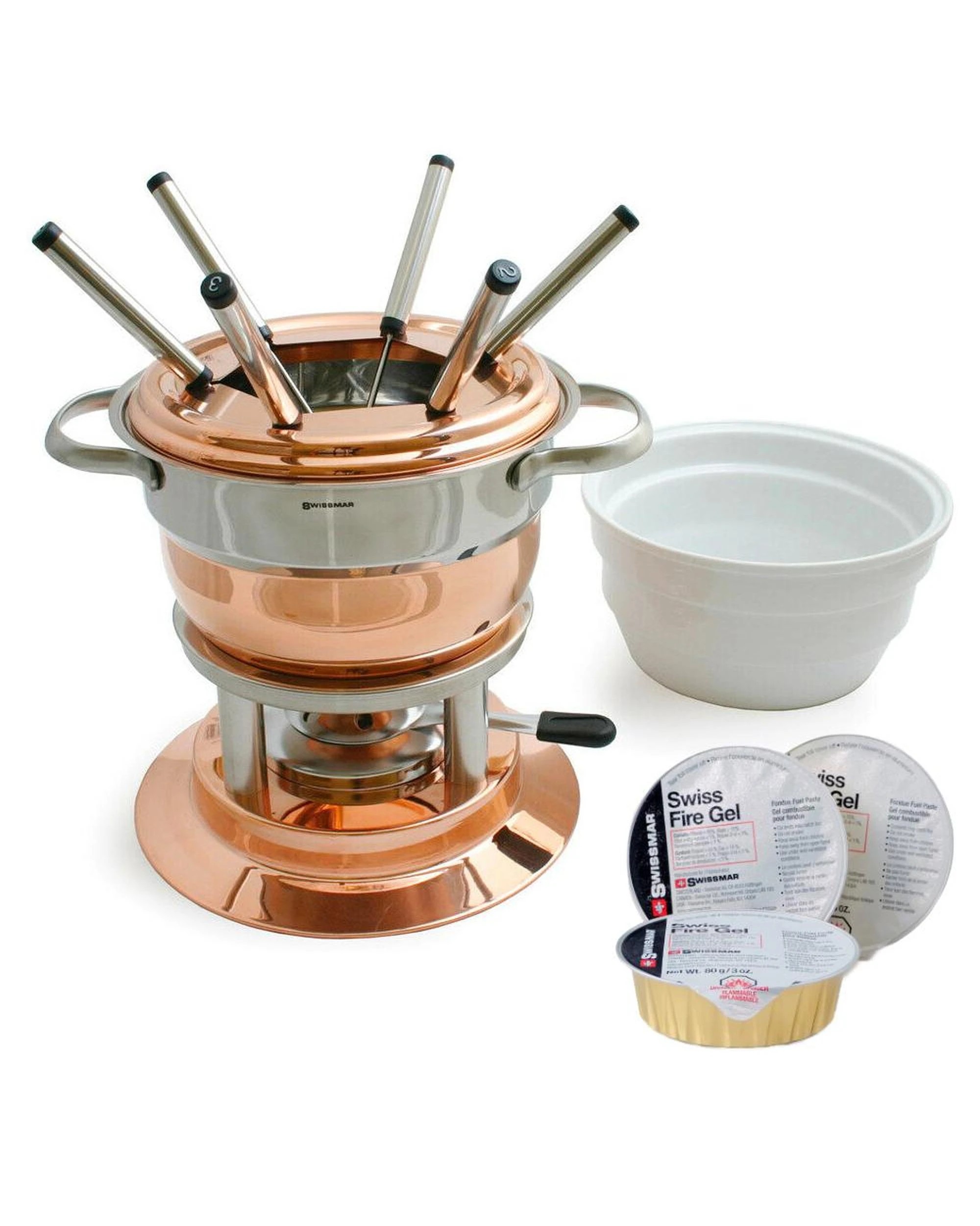 1 Swissmar Lausanne Copper 11pc Fondue and Fire Gel 88ml Set of 3, 1 of 2