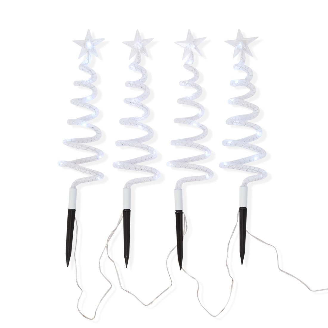 3 4 Pack Solar LED Light Up Swirl Tree Stakes, 3 of 10
