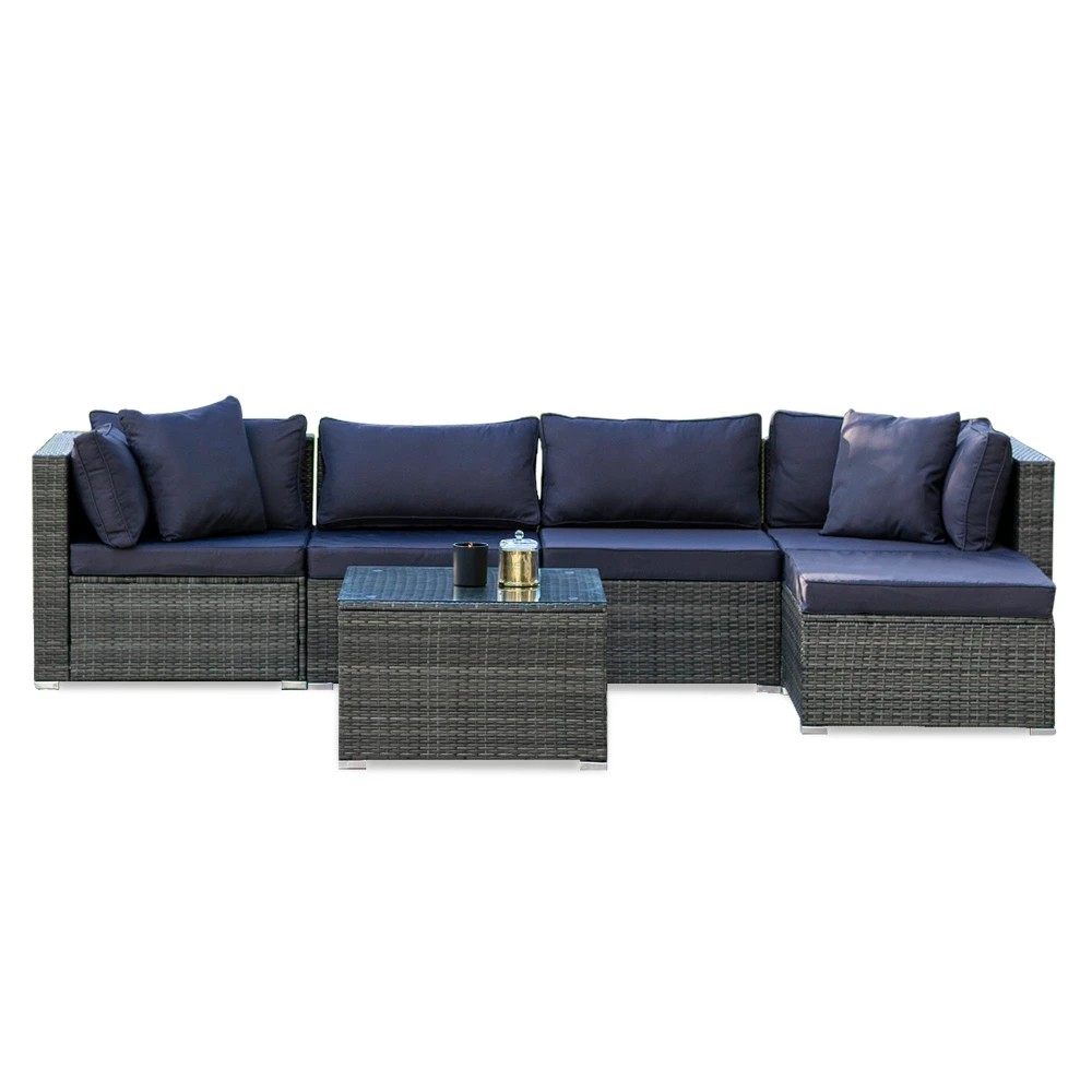 1 London Rattan 5-Seater Modular Outdoor Lounge - Grey, 1 of 1
