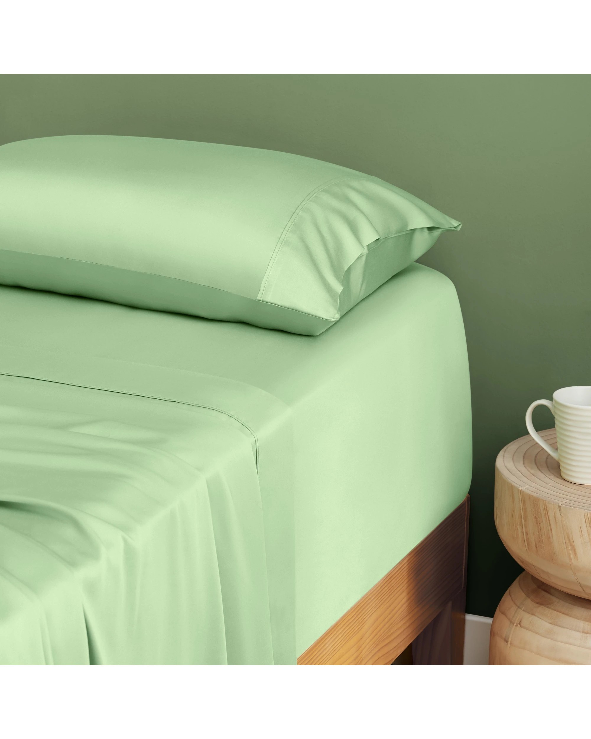 3 Natural Home 400TC 100% Bamboo Sateen Sheet Set - King Single Bed - Sage, 3 of 8