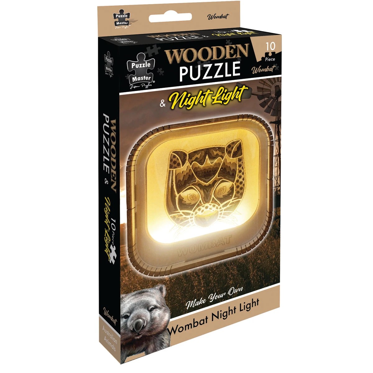 1 Puzzle Master Wooden Night Light Puzzle Wombat, 1 of 1