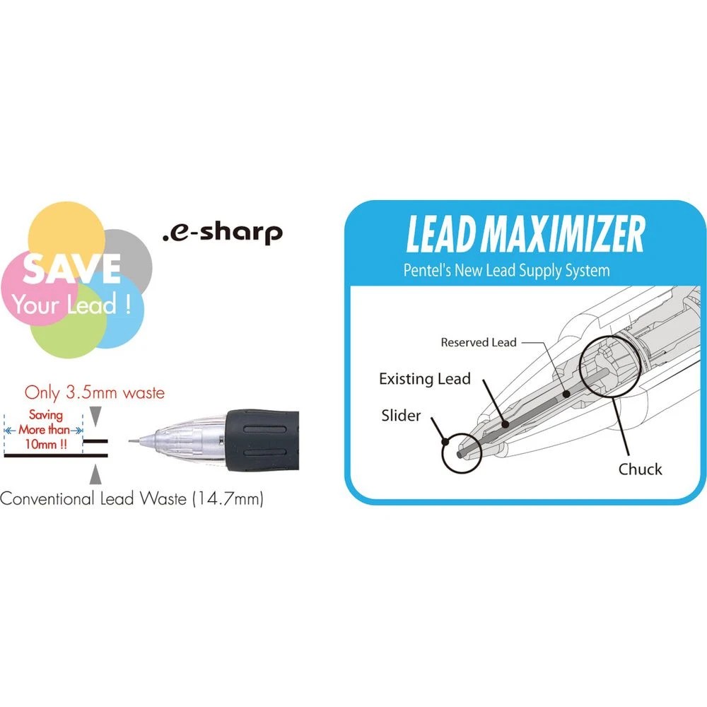 2 Pentel E-Sharp Mechanical Pencil 0.5mm Green, 2 of 2