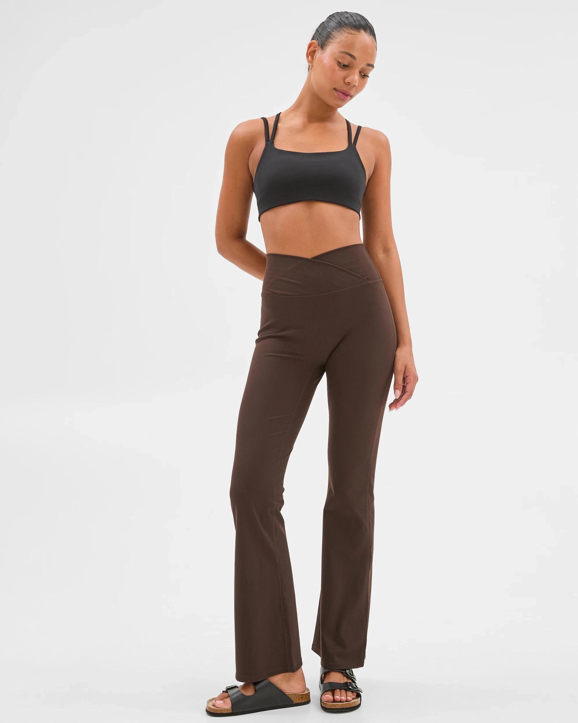 3 Target Active Studio Soft Rib Flare Pants COCOA BROWN, 3 of 5