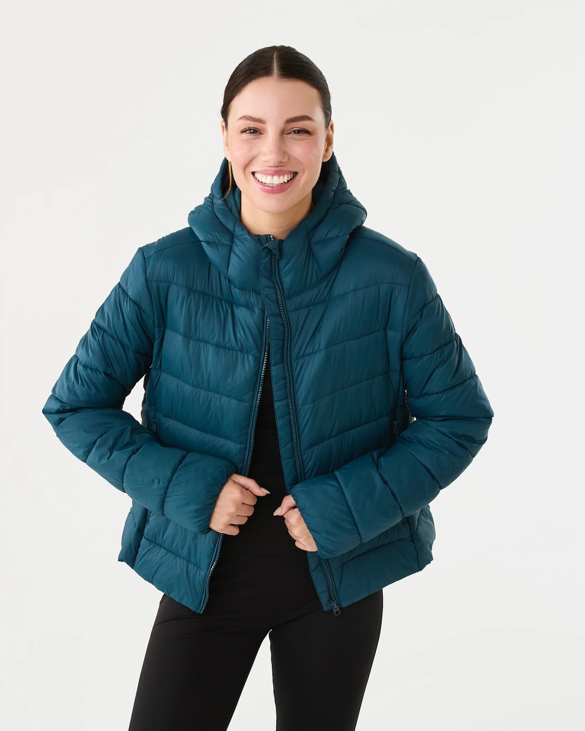 2 Active Womens Packable Puffer Jacket Deep Teal, 2 of 7