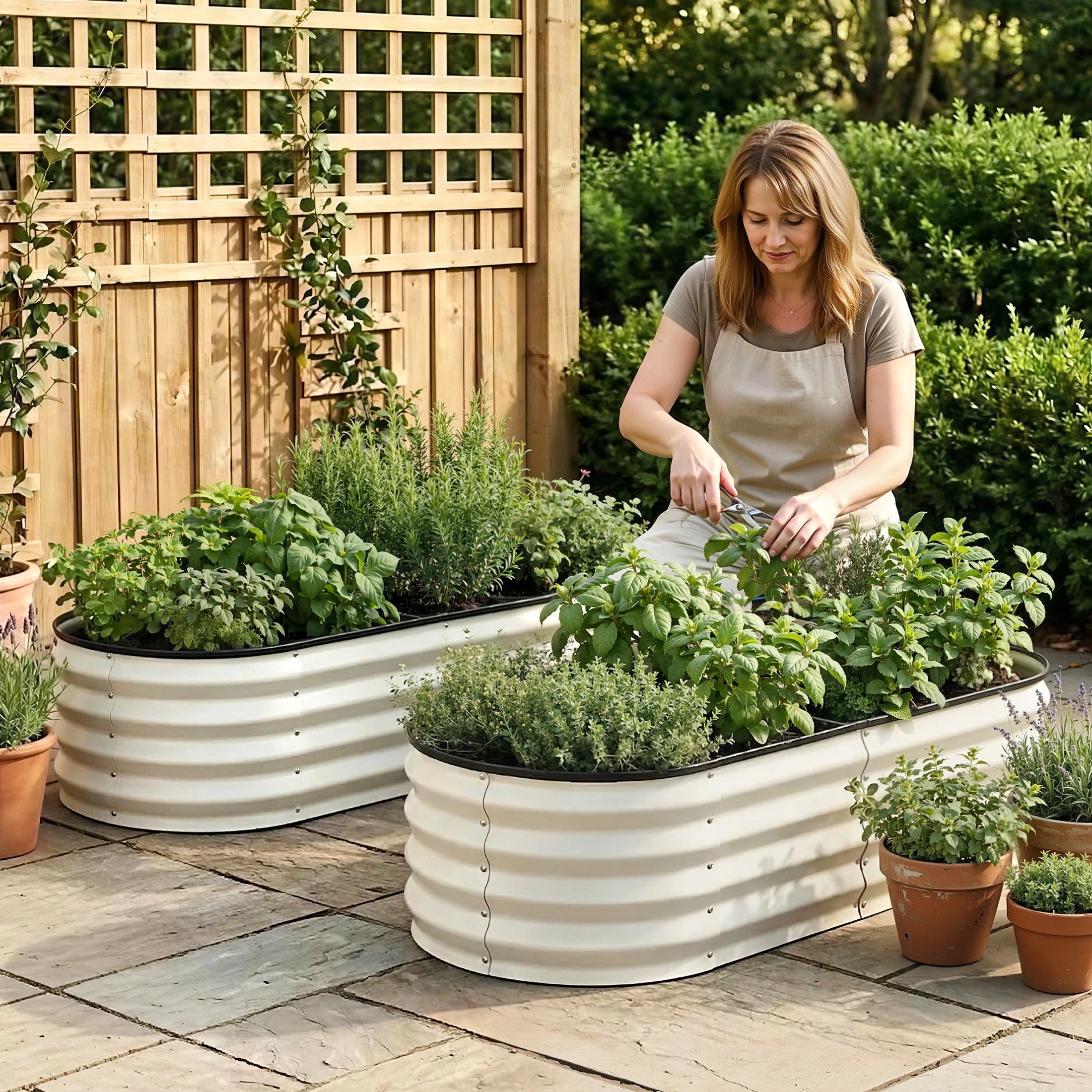 4 Green Fingers Raised Garden Bed 2 Pack Galvanised Planter Box Rust Resistant - White, 4 of 5