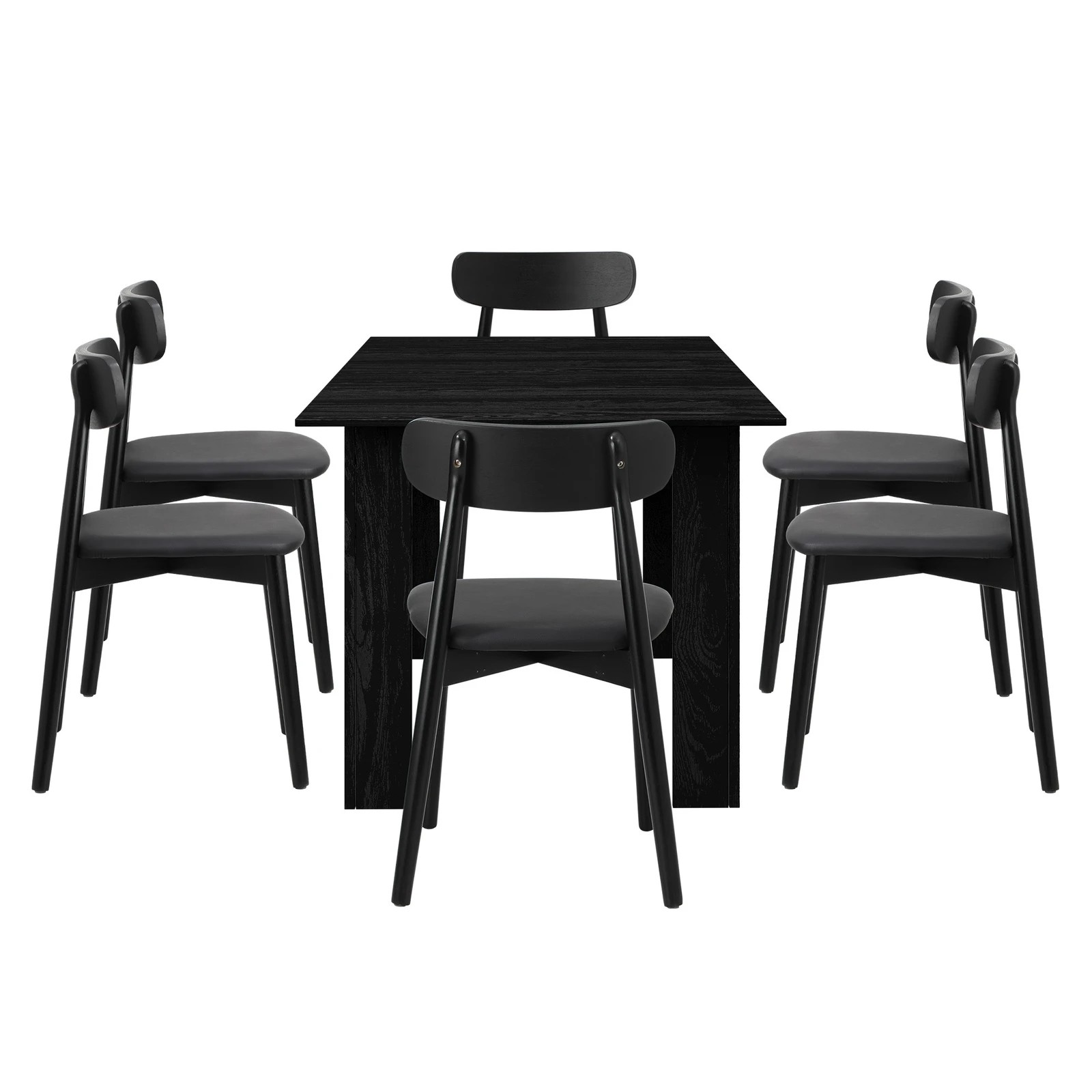 8 Oikiture 160cm Extendable Dining Table with 6x Dining Chairs PU Leather - Black, 8 of 9