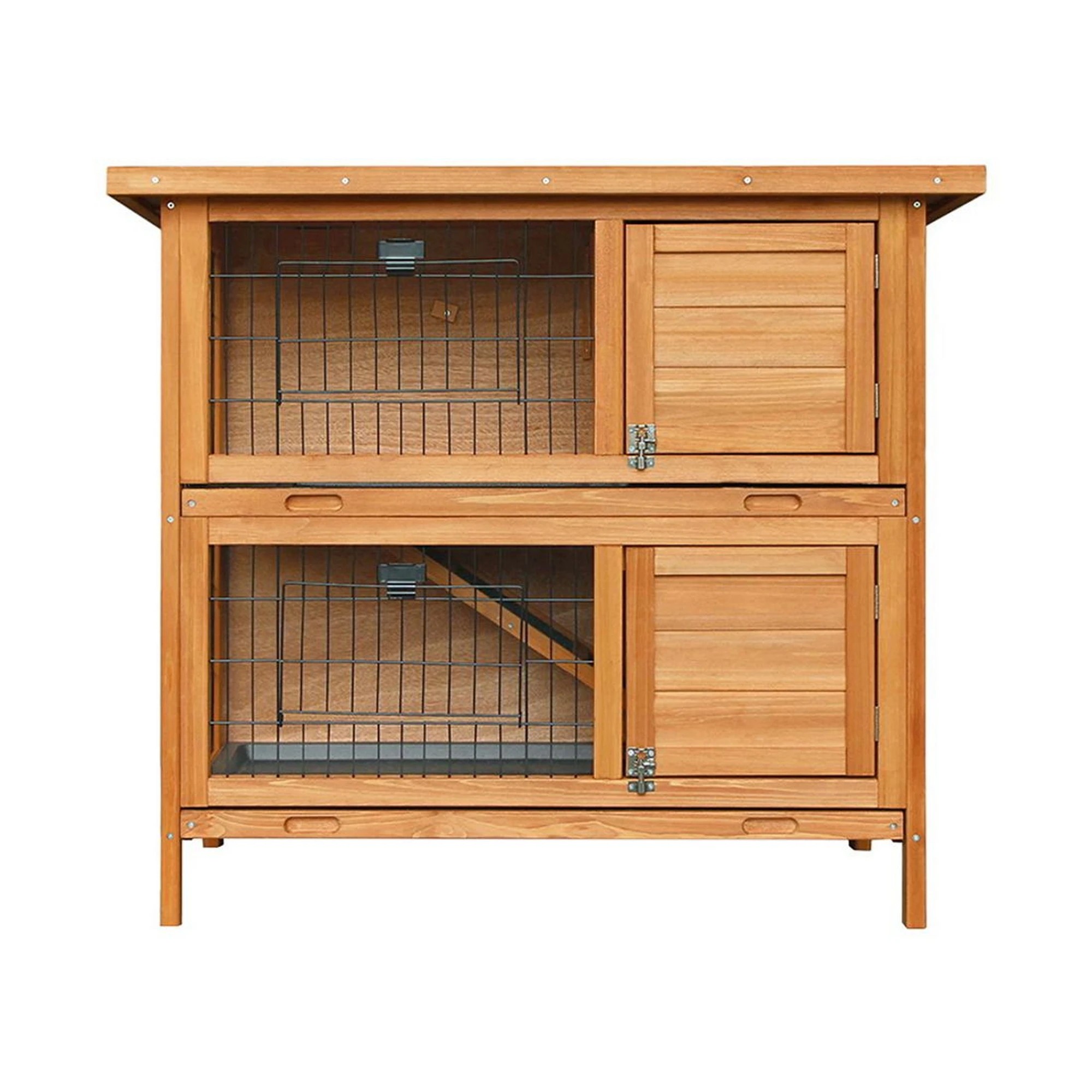 4 i.Pet Rabbit Hutch Chicken Coop Large Wooden House Run Cage - Brown, 4 of 9