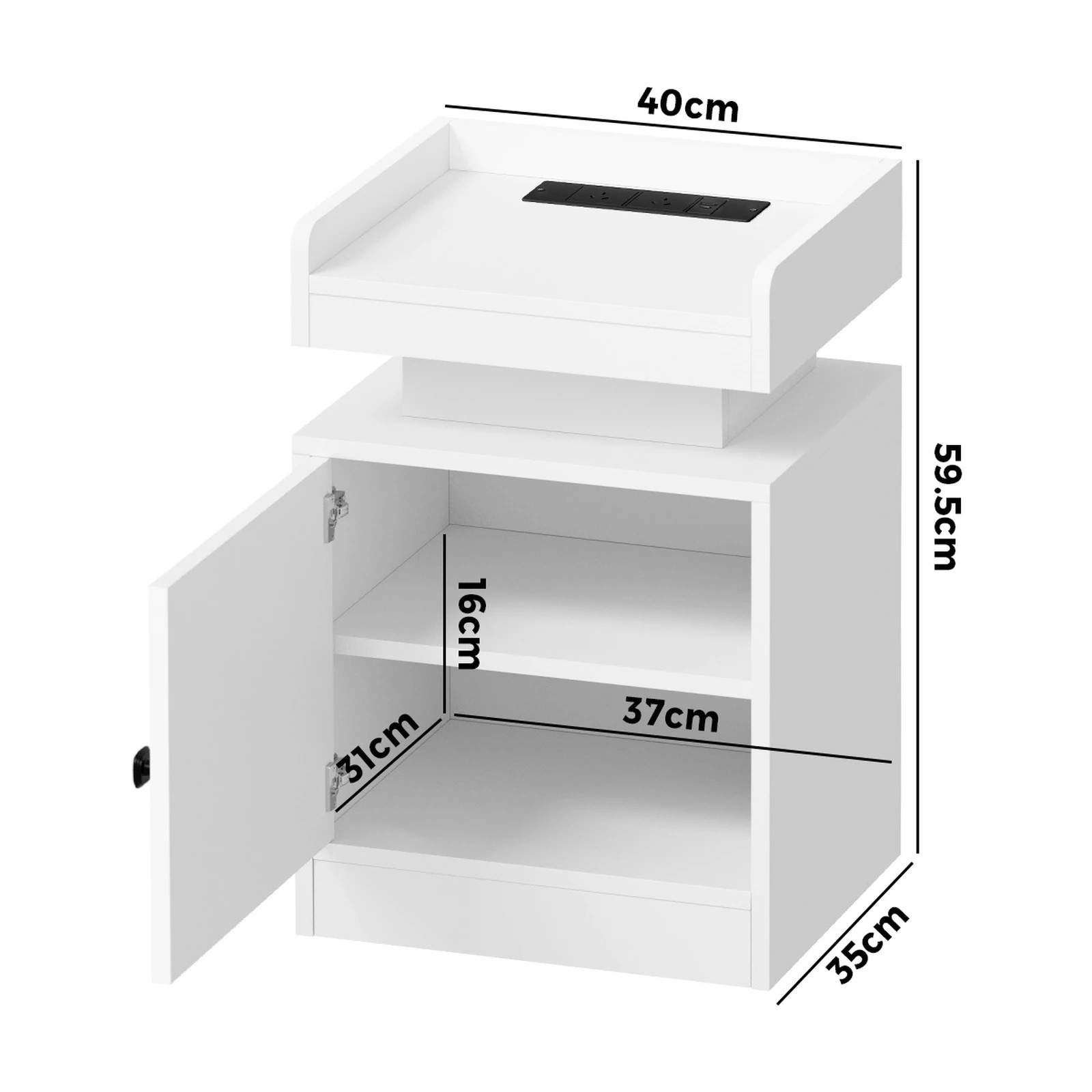 10 Oikiture Bedside Table Led Nightstand Usb Charging Station
 - White, 10 of 10