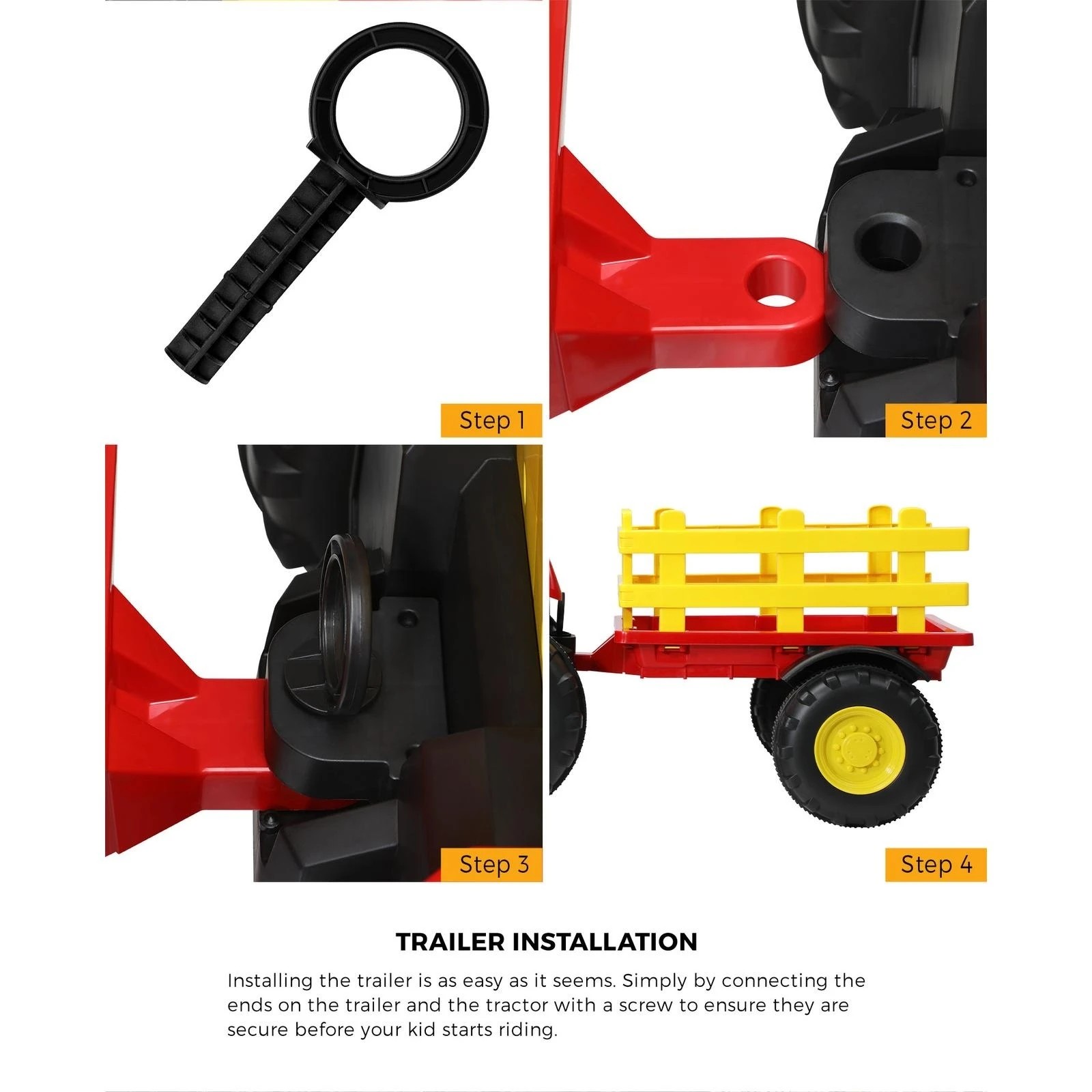 7 Mazam 156 Cm Ride On Tractor 12v Kids Electric Vehicle Toy Cars Remote Control Gift
 - Red, 7 of 10