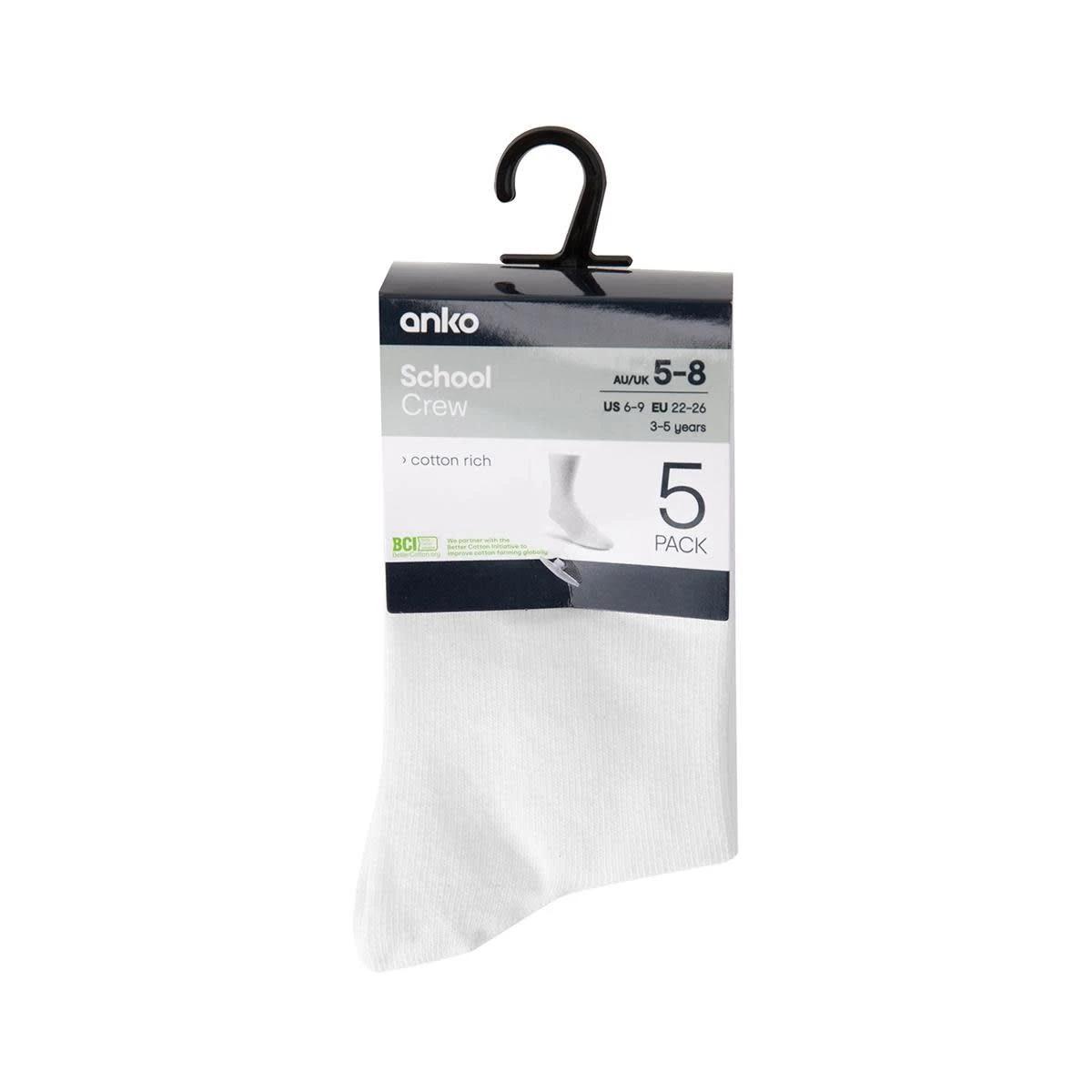 3 5 Pack School Crew Socks WHITE, 3 of 3