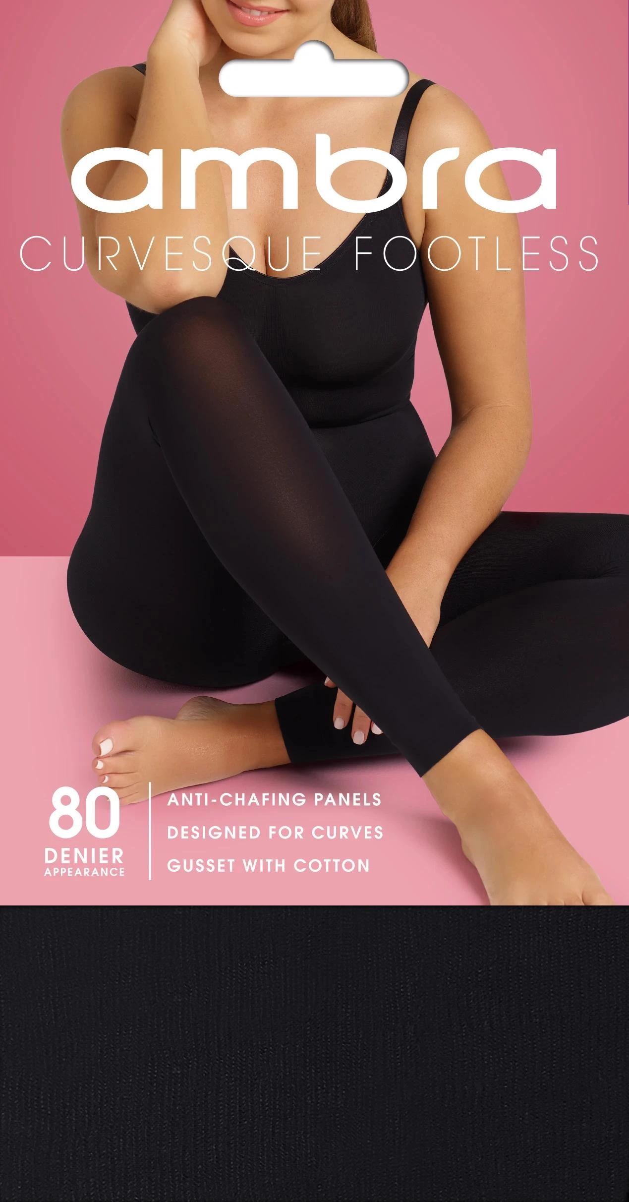 1 Ambra 1 Pack 80 Denier Curvesque Footless Tights BLACK, 1 of 1