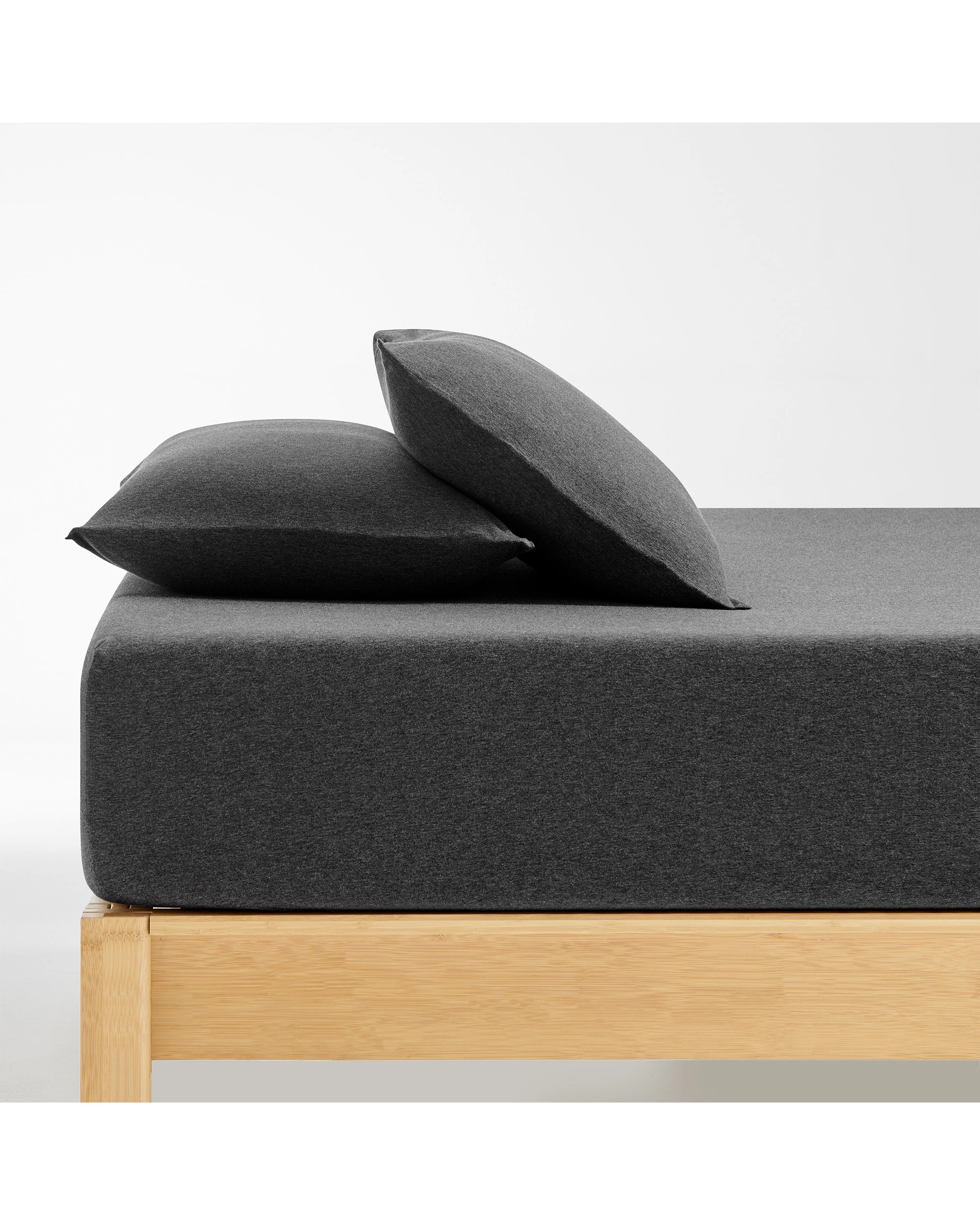 1 Dreamaker Jersey Luxe 100% Cotton Combo Fitted Sheet Set - King Single Bed - Charcoal, 1 of 6