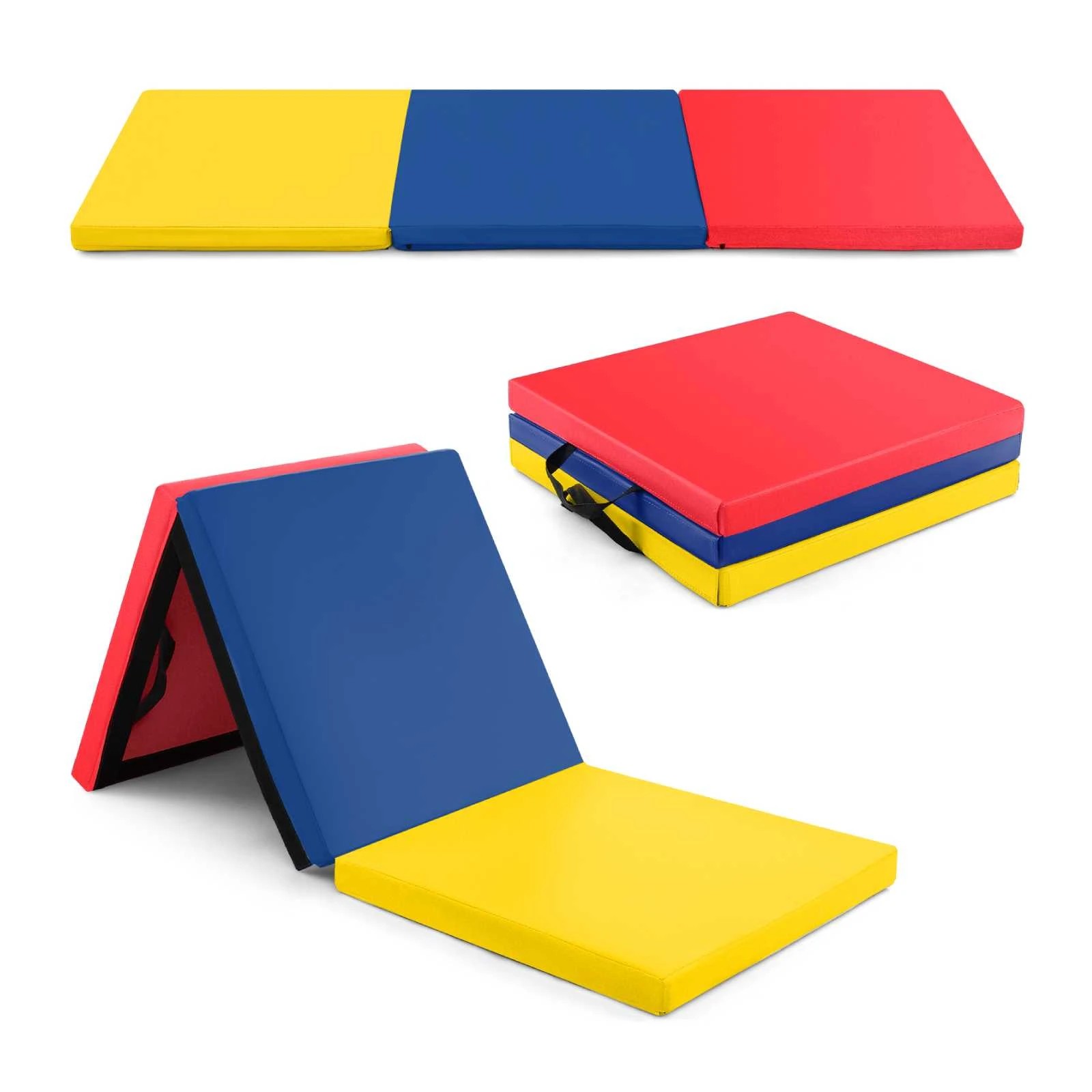 1 Costway 180x60CM Portable 3-Fold Gymnastics Mat Folding Tumbling Mat w/2 Handles Home Gym - Multi, 1 of 1