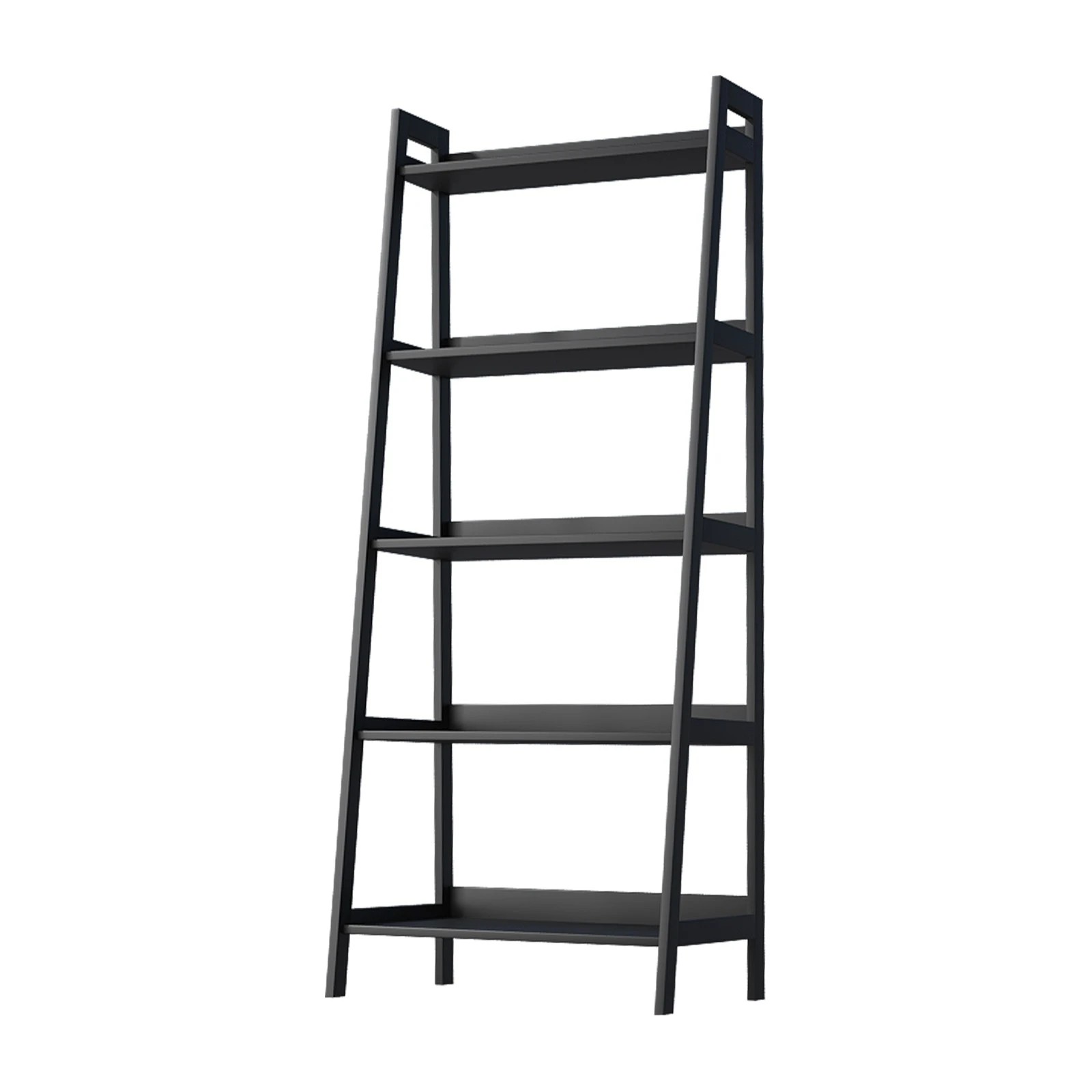1 Oikiture Bookshelf 5 Tier Corner Ladder Shelf Home Storage Display Rack - Black, 1 of 8