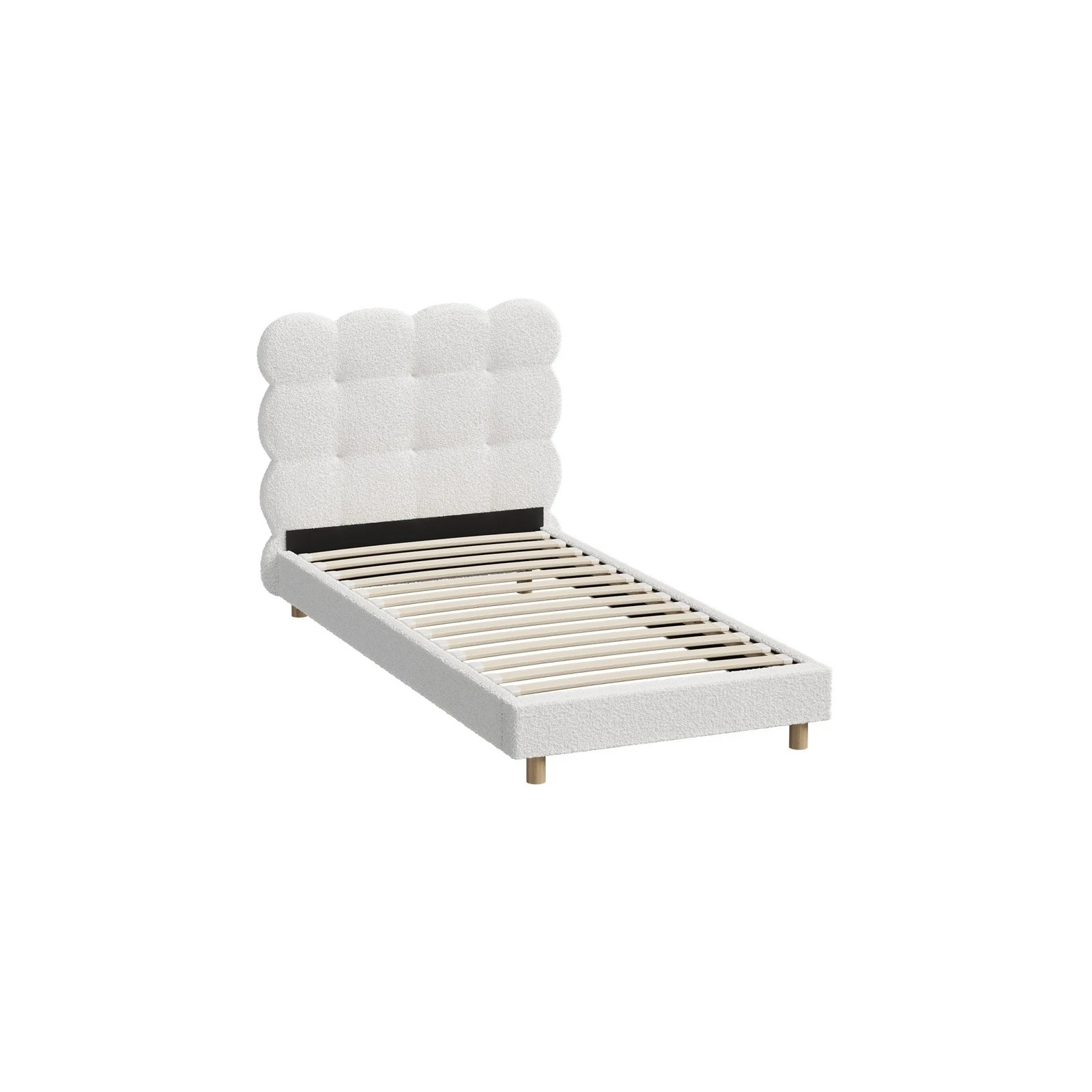 9 Oikiture Bed Frame Single Size Tufted Bedhead- White, 9 of 9