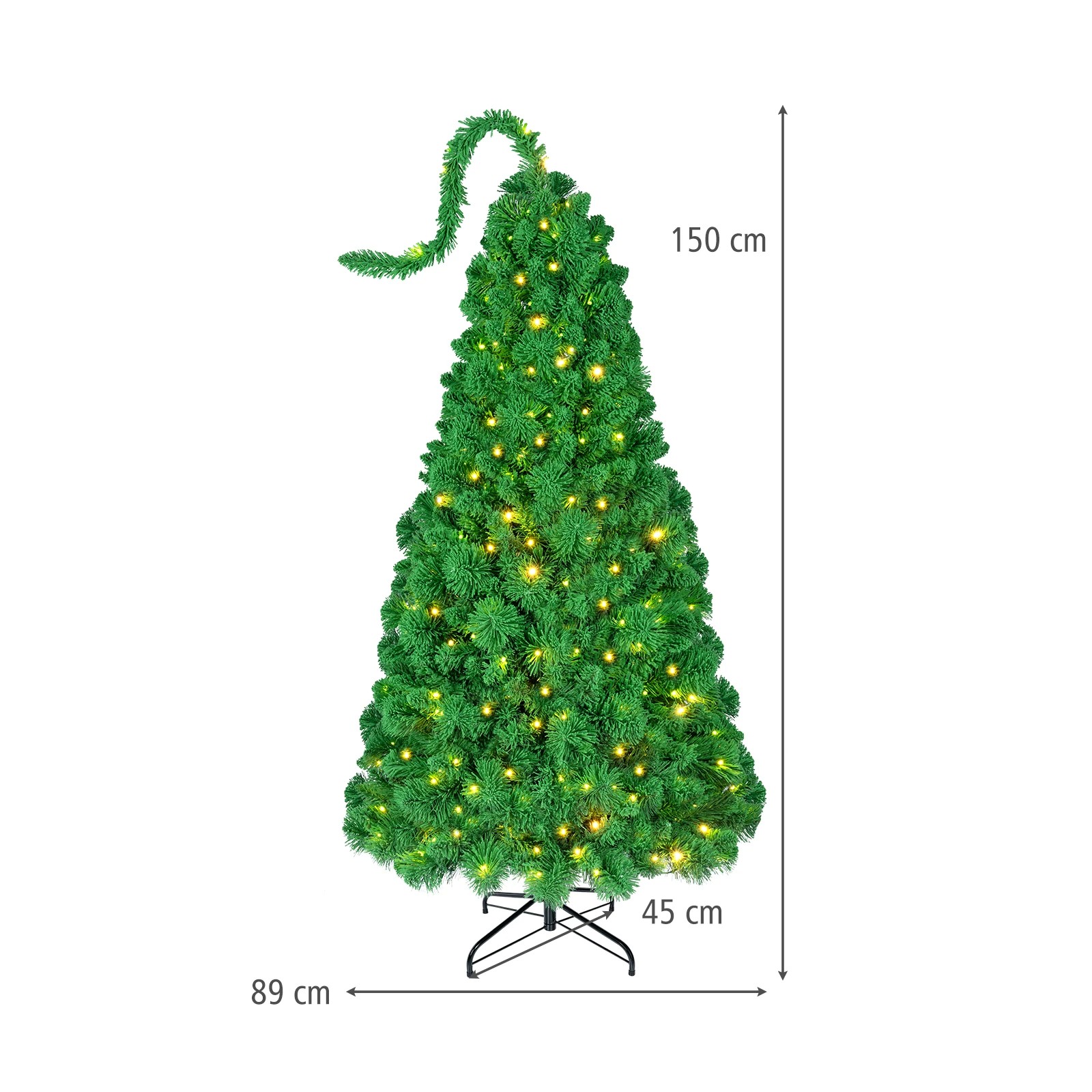 2 Costway 1.5M Flocked Christmas Tree w/Bendable Top 210 LEDs Pre-Lit Artificial Decoration Tree, 2 of 4