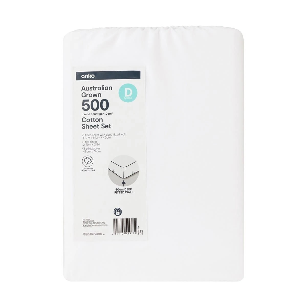 7 500 Thread Count Australian Grown Cotton Sheet Set - Double Bed, White, 7 of 7