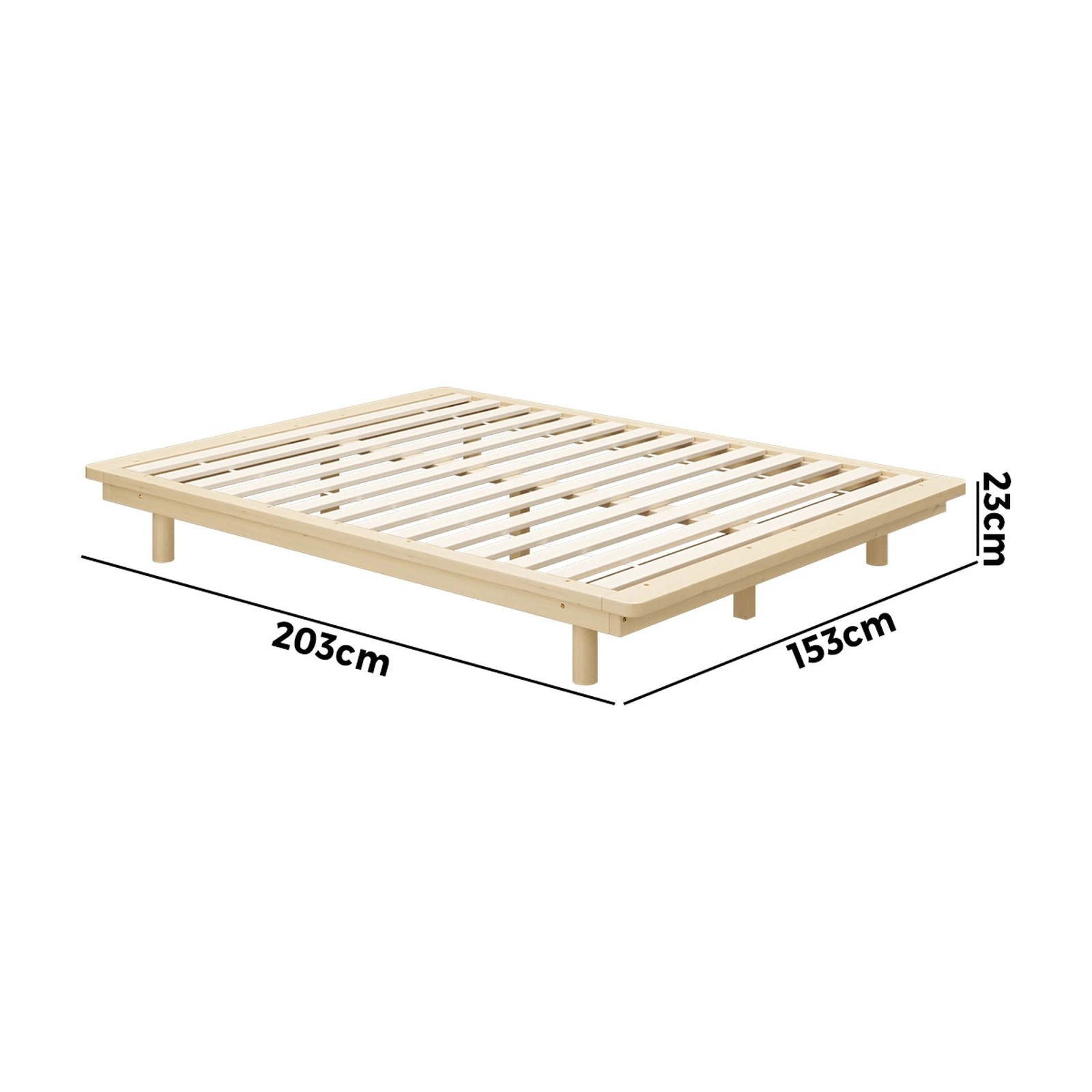 3 Oikiture Bed Frame Queen Size Wooden Timber Bed Base Floating Beds
 - Natural, 3 of 10