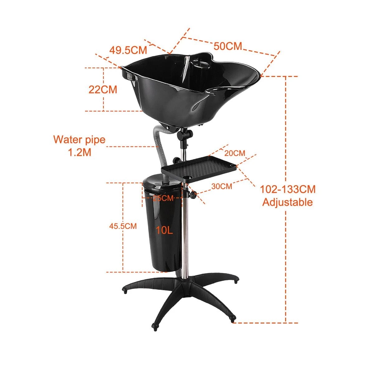 2 AUSWAY Large Salon Basin Portable Shampoo Hairdressing Hair Wash Bowl, 2 of 4